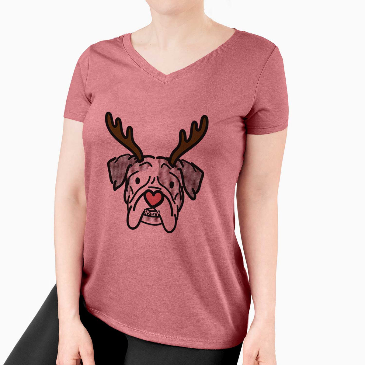 Red Nose English Bulldog - Bailey - Women's V-neck Shirt