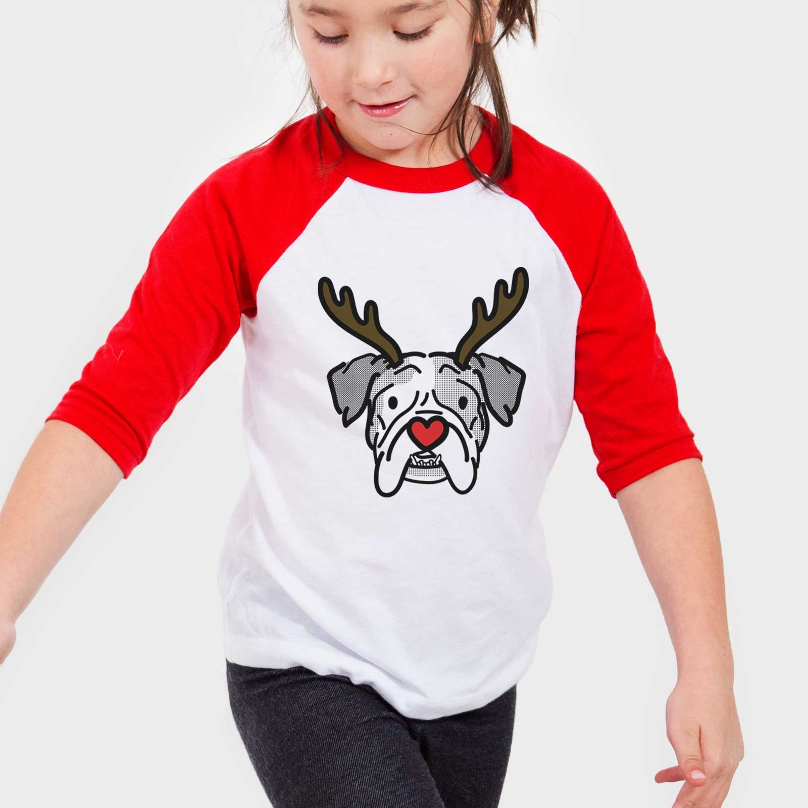 Red Nose English Bulldog - Bailey - Youth 3/4 Long Sleeve