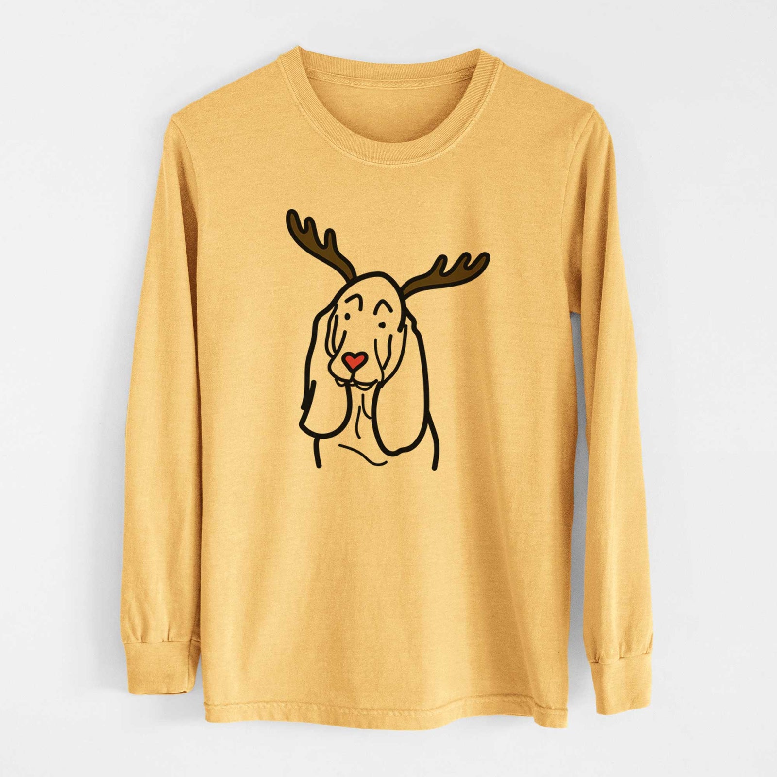 Red Nose Basset Hound - Heavyweight 100% Cotton Long Sleeve