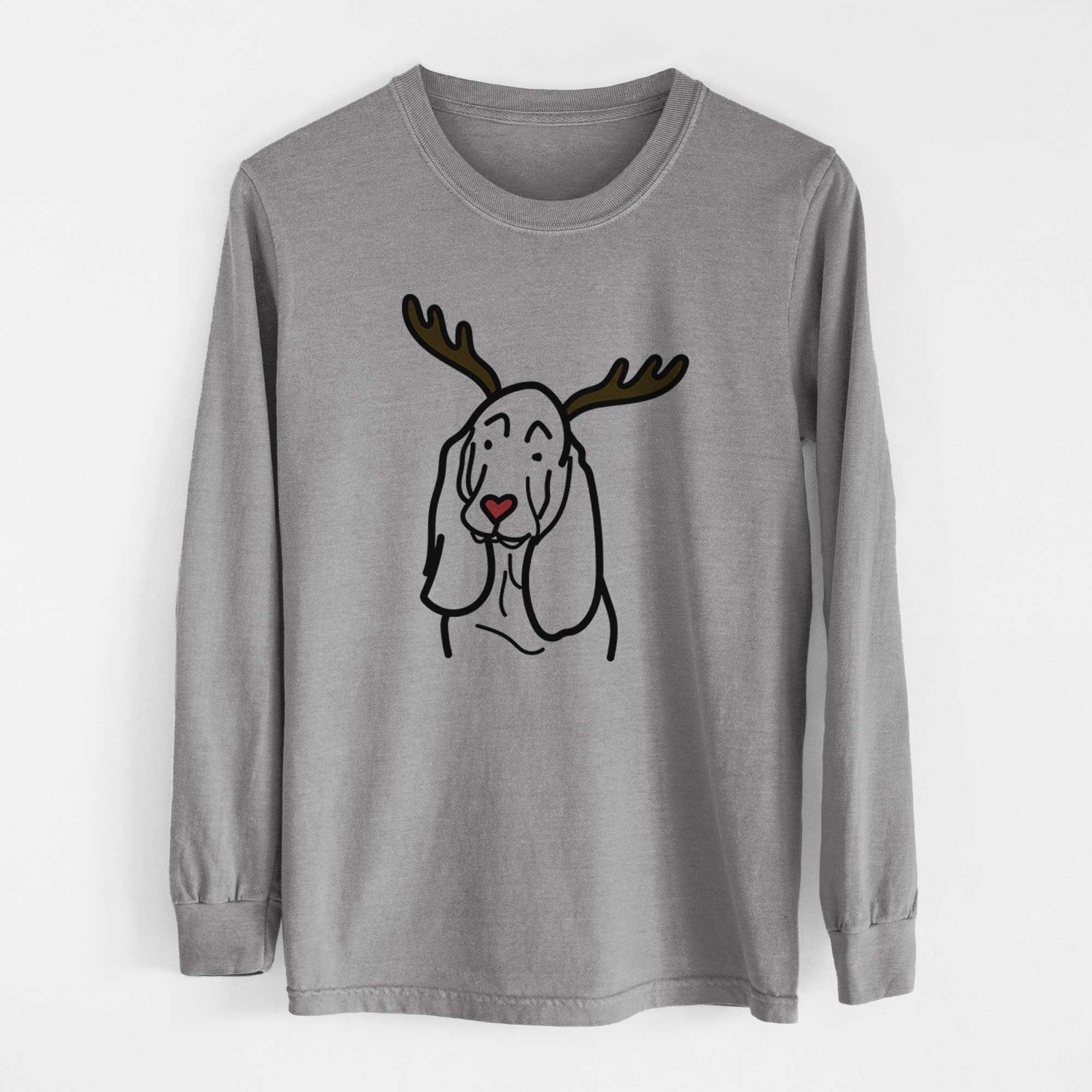 Red Nose Basset Hound - Heavyweight 100% Cotton Long Sleeve