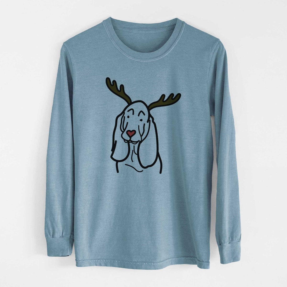Red Nose Basset Hound - Heavyweight 100% Cotton Long Sleeve