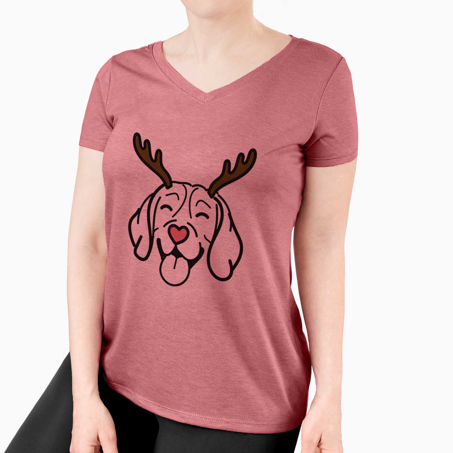 Red Nose Beagle - Women's V-neck Shirt