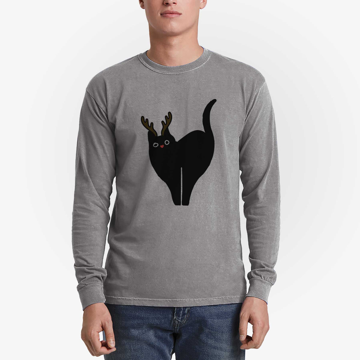 Red Nose Black Cat - Bella - Heavyweight 100% Cotton Long Sleeve