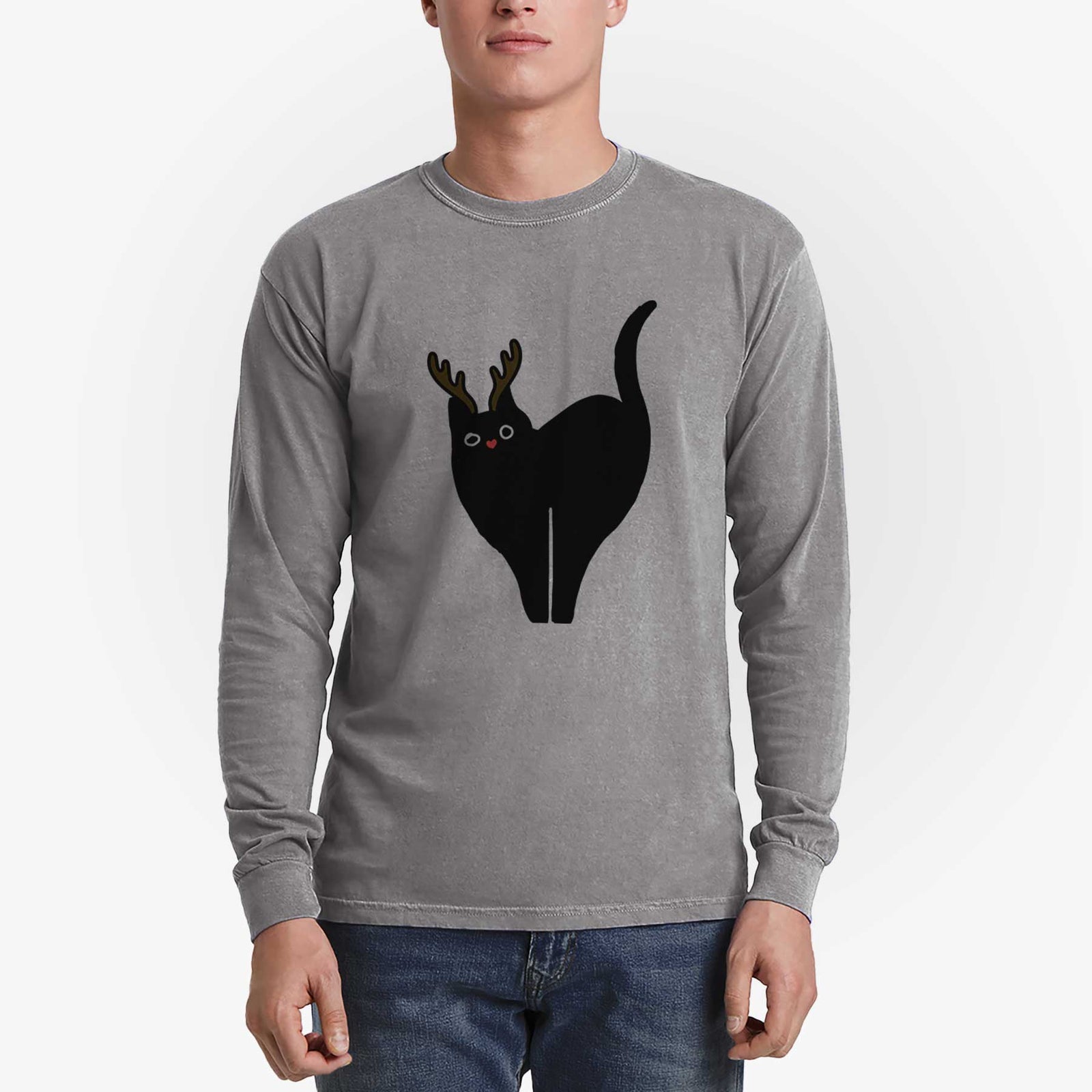 Red Nose Black Cat - Bella - Heavyweight 100% Cotton Long Sleeve