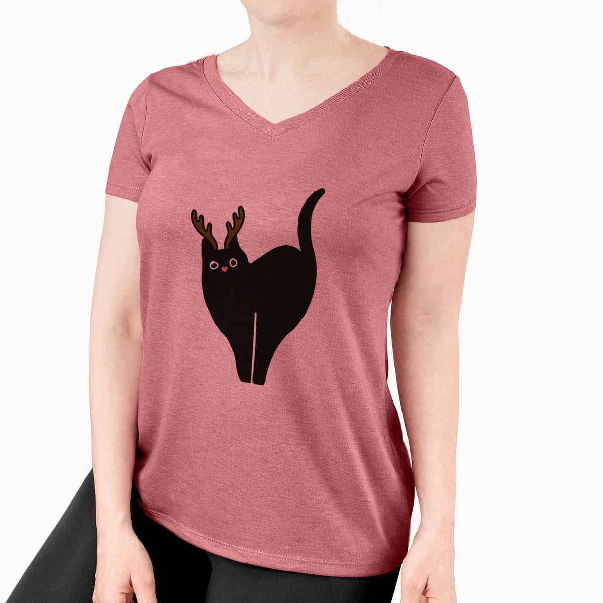 Red Nose Black Cat - Bella - Women's V-neck Shirt