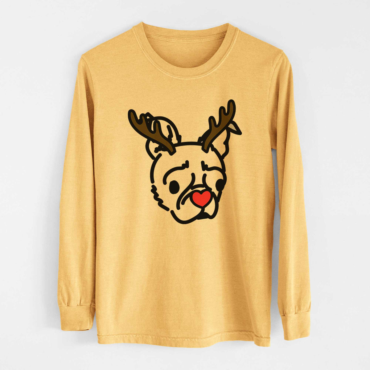 Red Nose Pug Boston Terrier Mix - Bella - Heavyweight 100% Cotton Long Sleeve