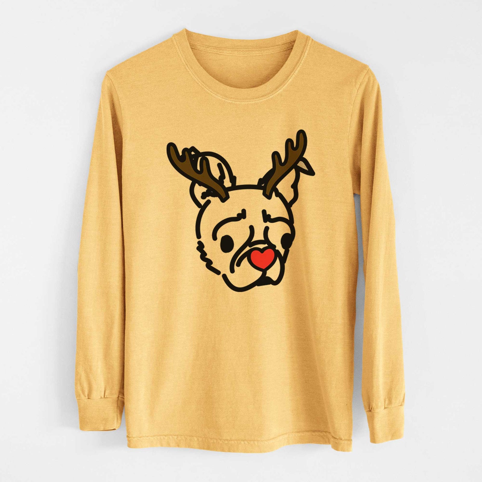 Red Nose Pug Boston Terrier Mix - Bella - Heavyweight 100% Cotton Long Sleeve