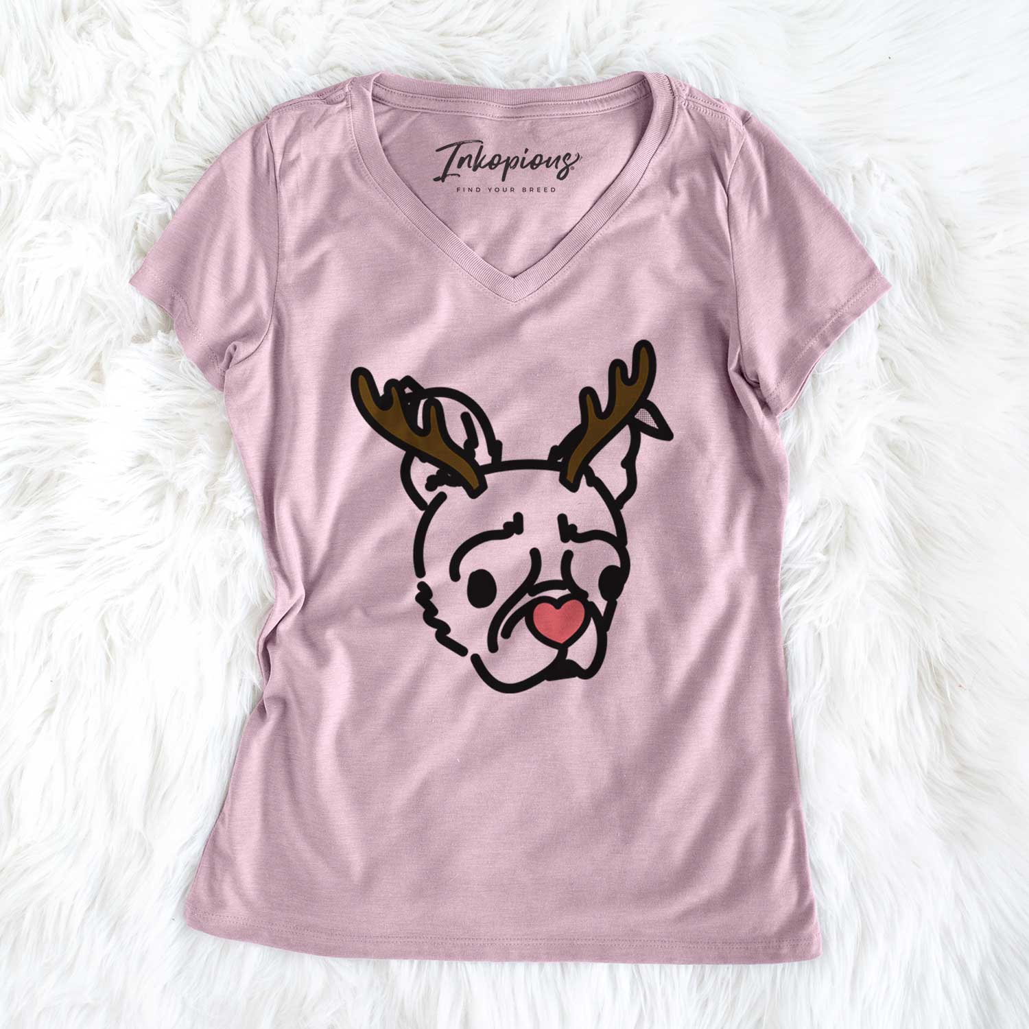 Red Nose Pug Boston Terrier Mix - Bella - Women's V-neck Shirt