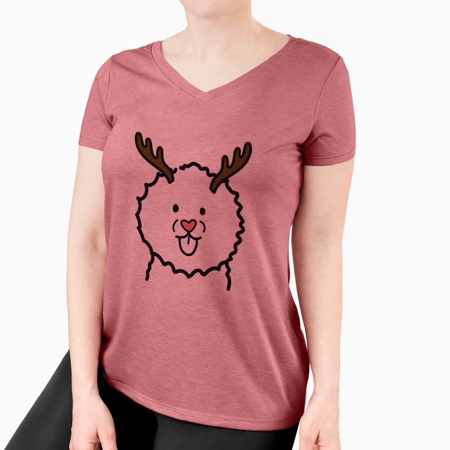 Red Nose Bichon Frise - Women's V-neck Shirt