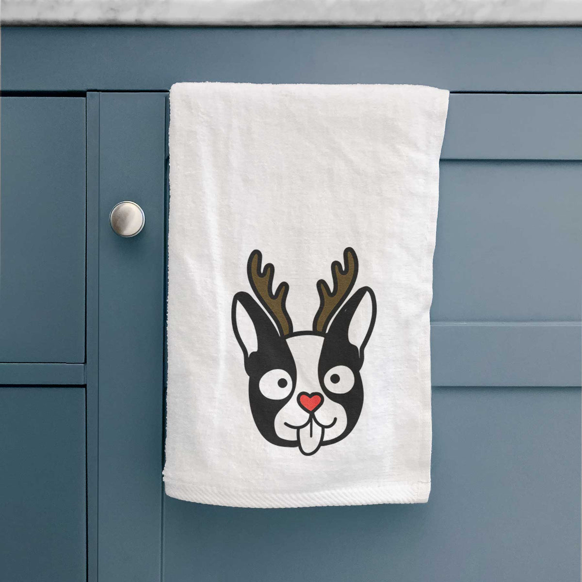 Red Nose Boston Terrier - Decorative Hand Towel