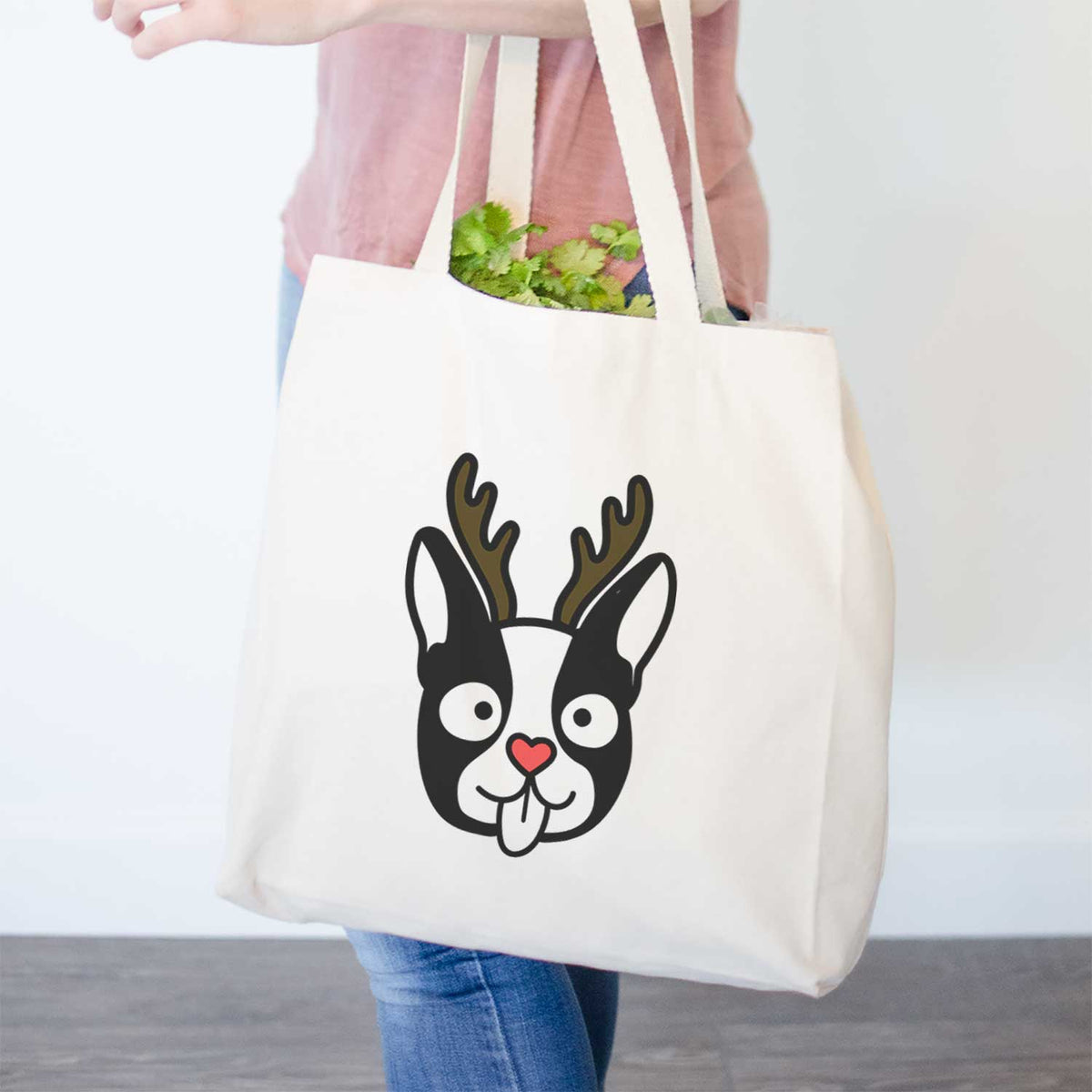 Red Nose Boston Terrier - Tote Bag