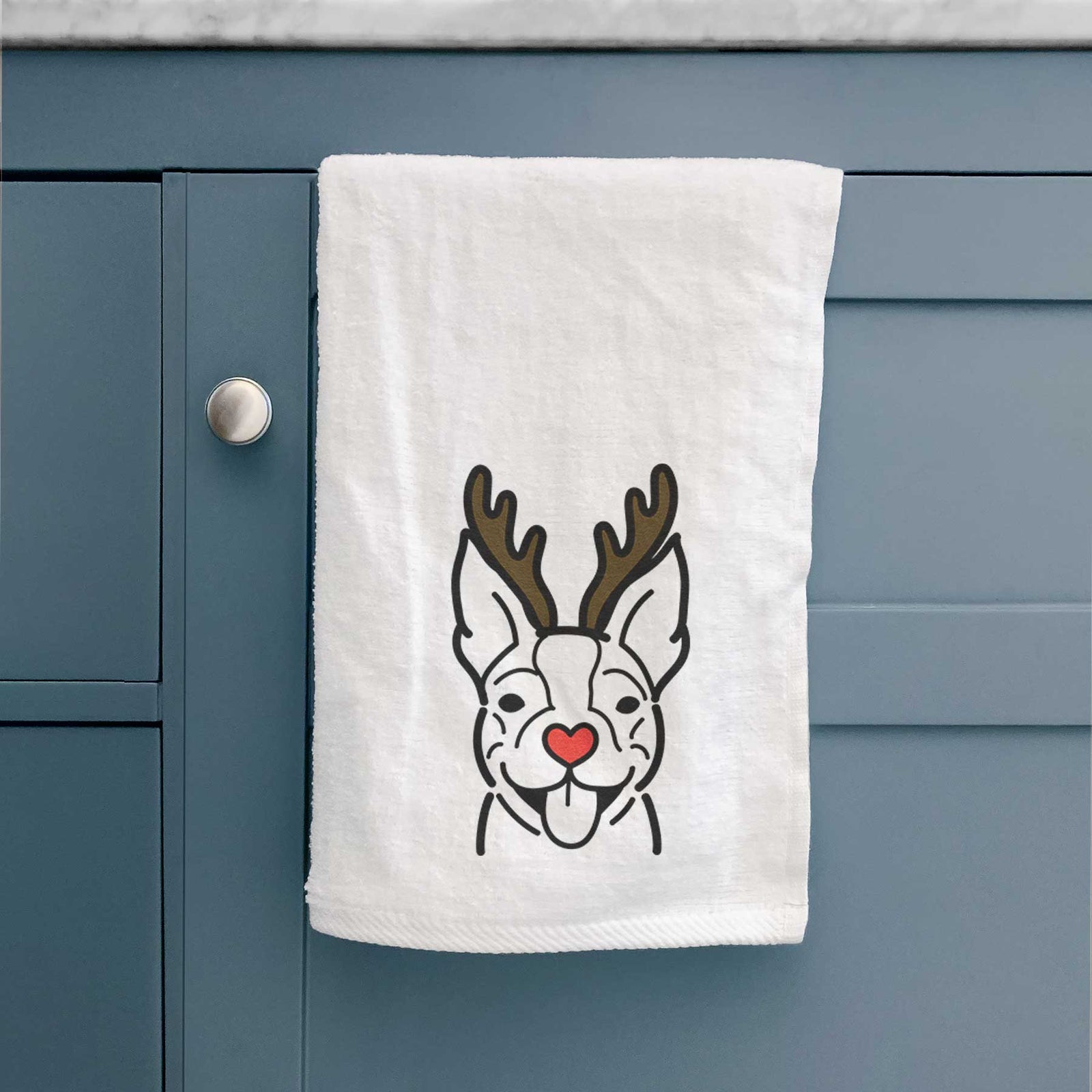 Red Nose Happy Boston Terrier - Decorative Hand Towel