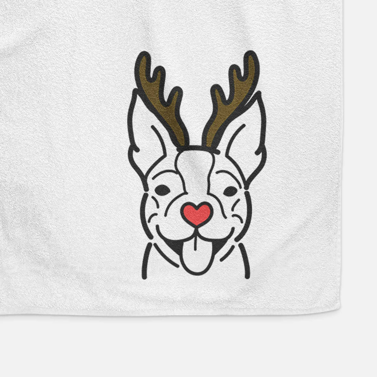 Red Nose Happy Boston Terrier - Decorative Hand Towel