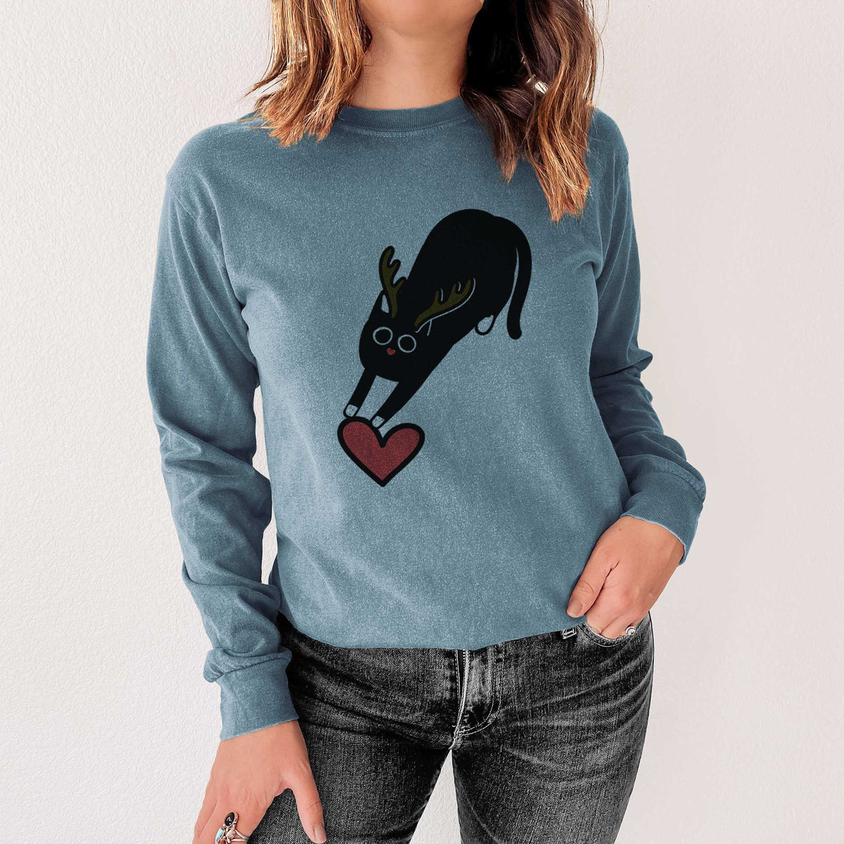 Red Nose Black Cat - Bug - Heavyweight 100% Cotton Long Sleeve