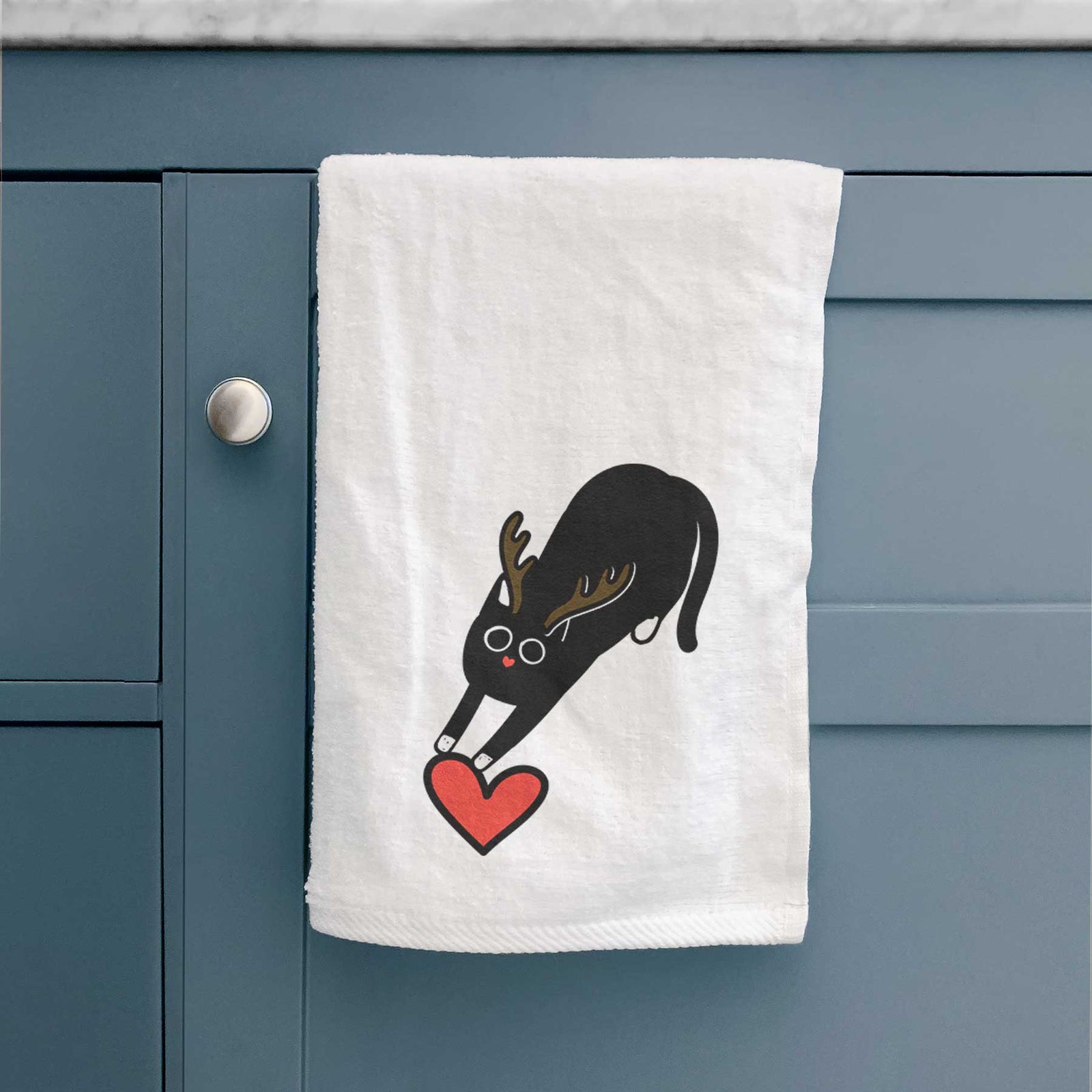 Red Nose Black Cat - Bug - Decorative Hand Towel