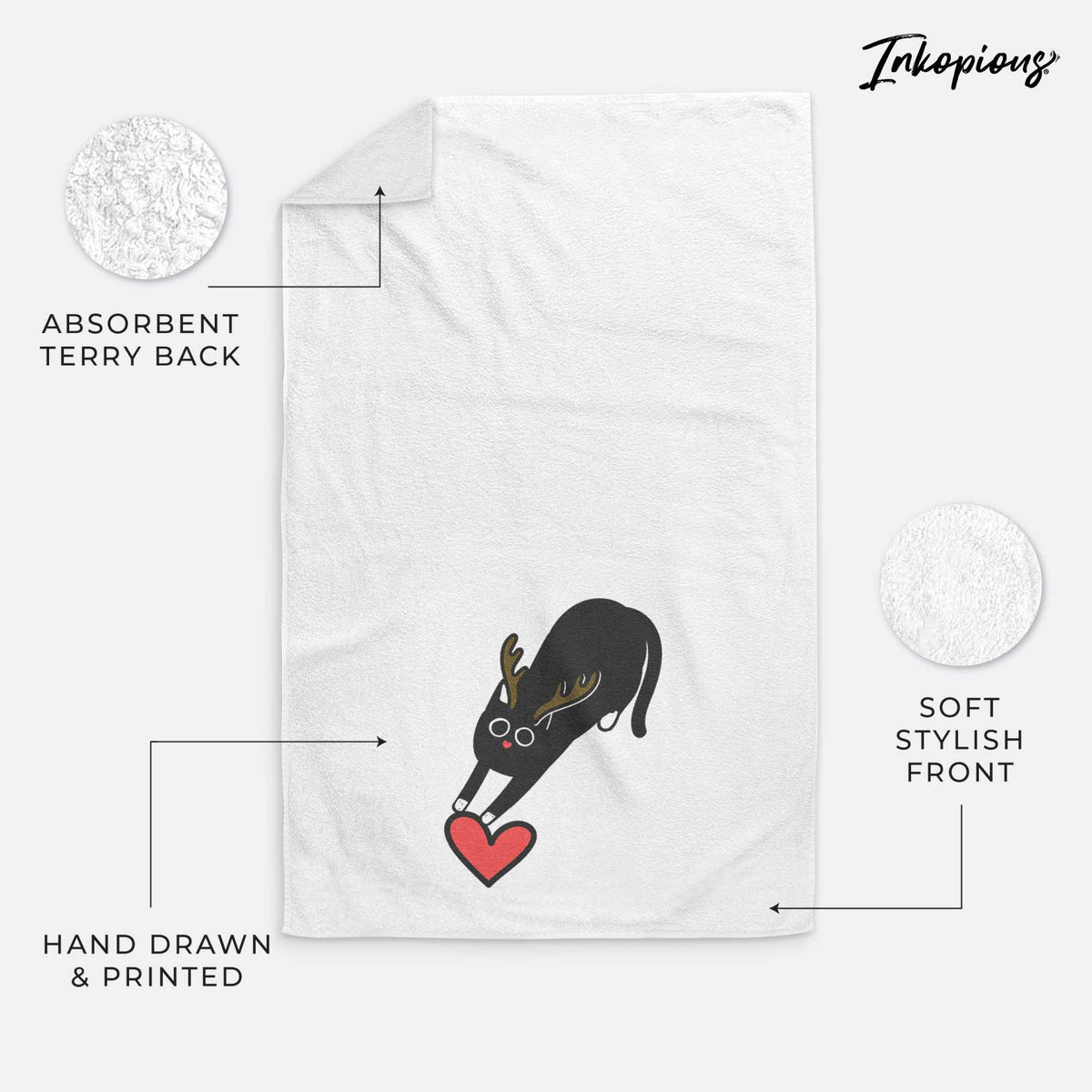 Red Nose Black Cat - Bug - Decorative Hand Towel