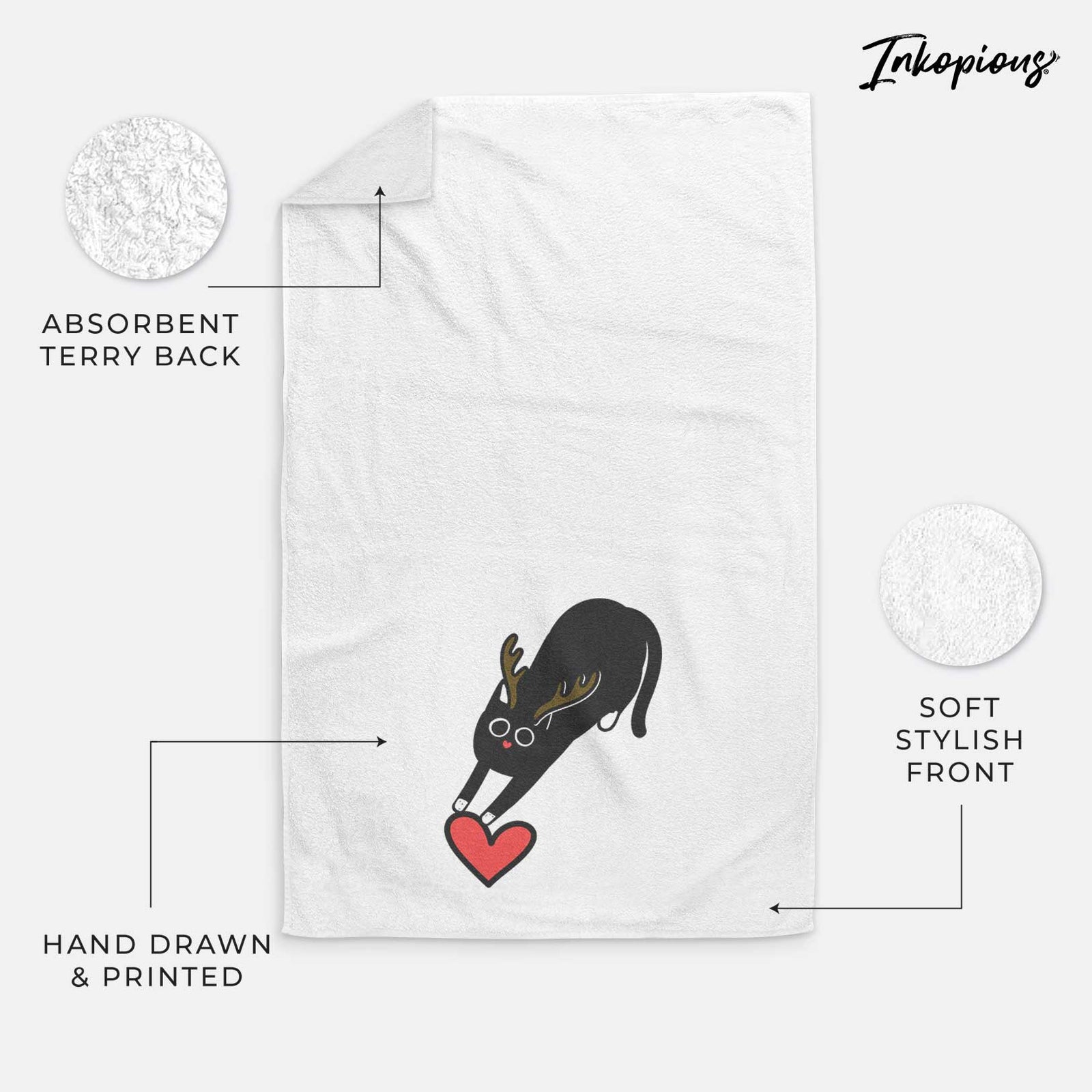 Red Nose Black Cat - Bug - Decorative Hand Towel