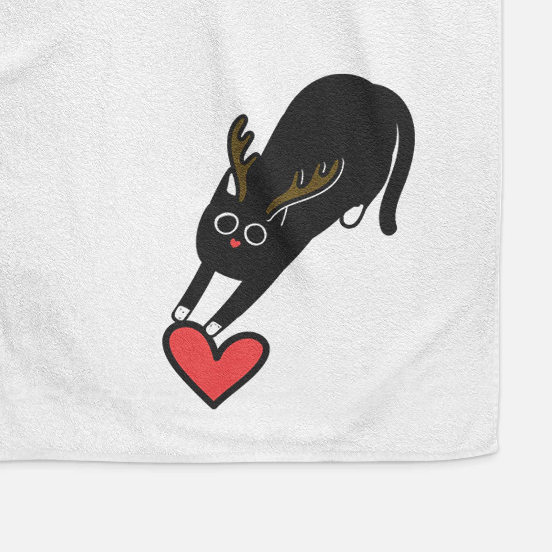 Red Nose Black Cat - Bug - Decorative Hand Towel