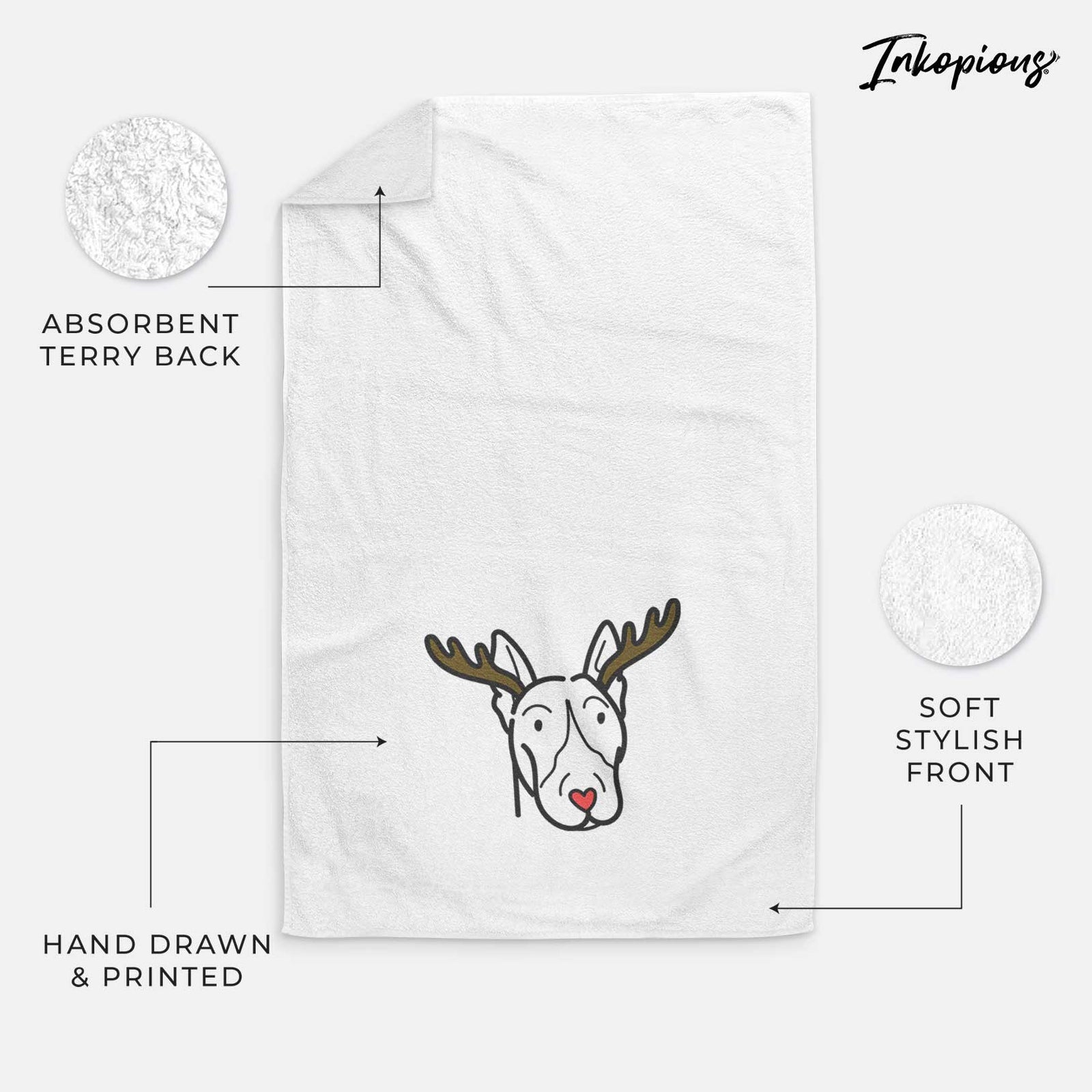 Red Nose Bull Terrier - Decorative Hand Towel