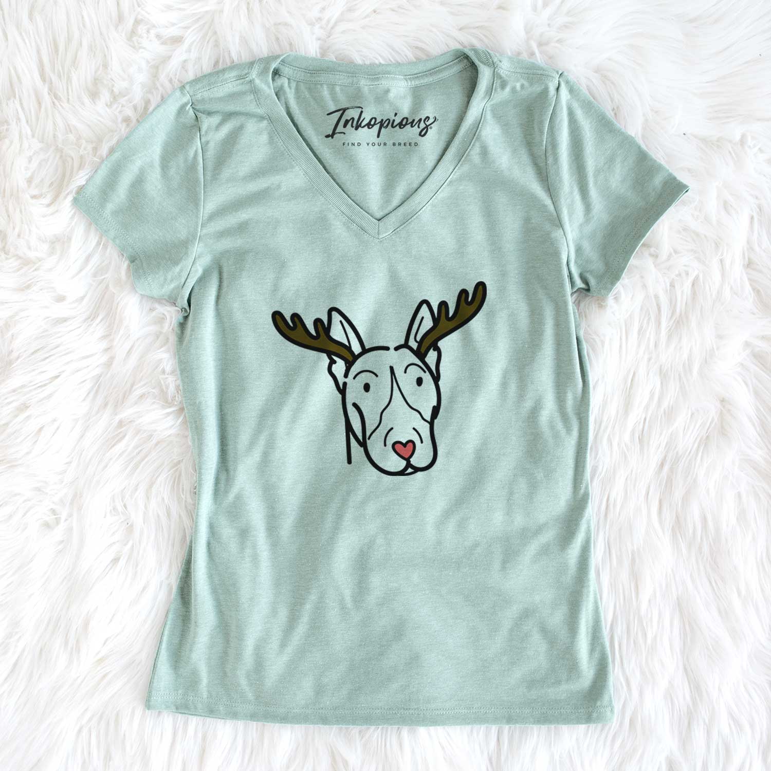Red Nose Bull Terrier - Women's V-neck Shirt
