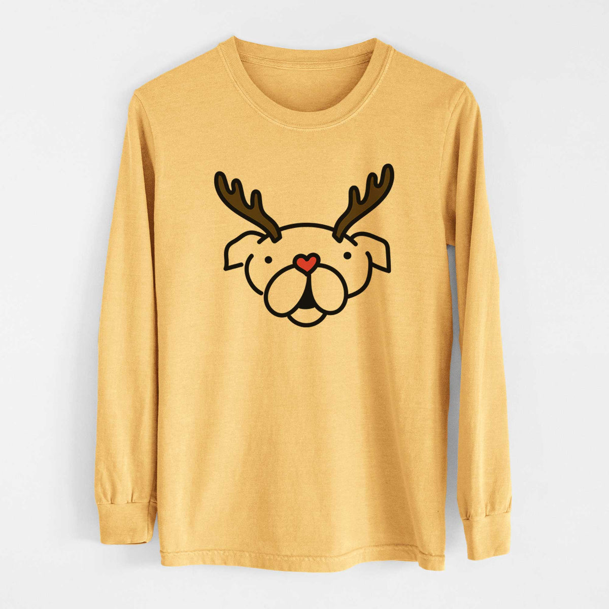 Red Nose English Bulldog - Heavyweight 100% Cotton Long Sleeve