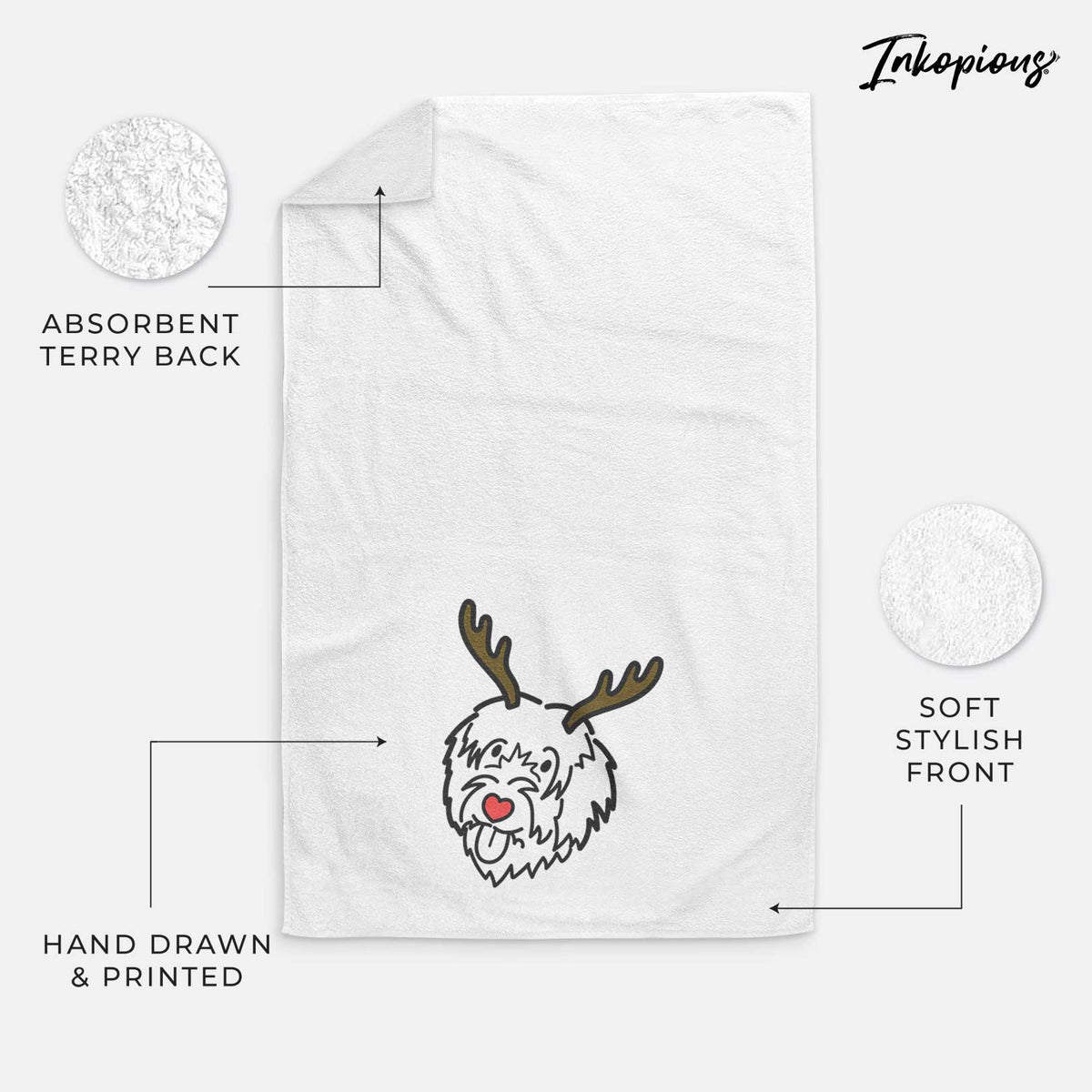 Red Nose Catalan Sheepdog - Decorative Hand Towel