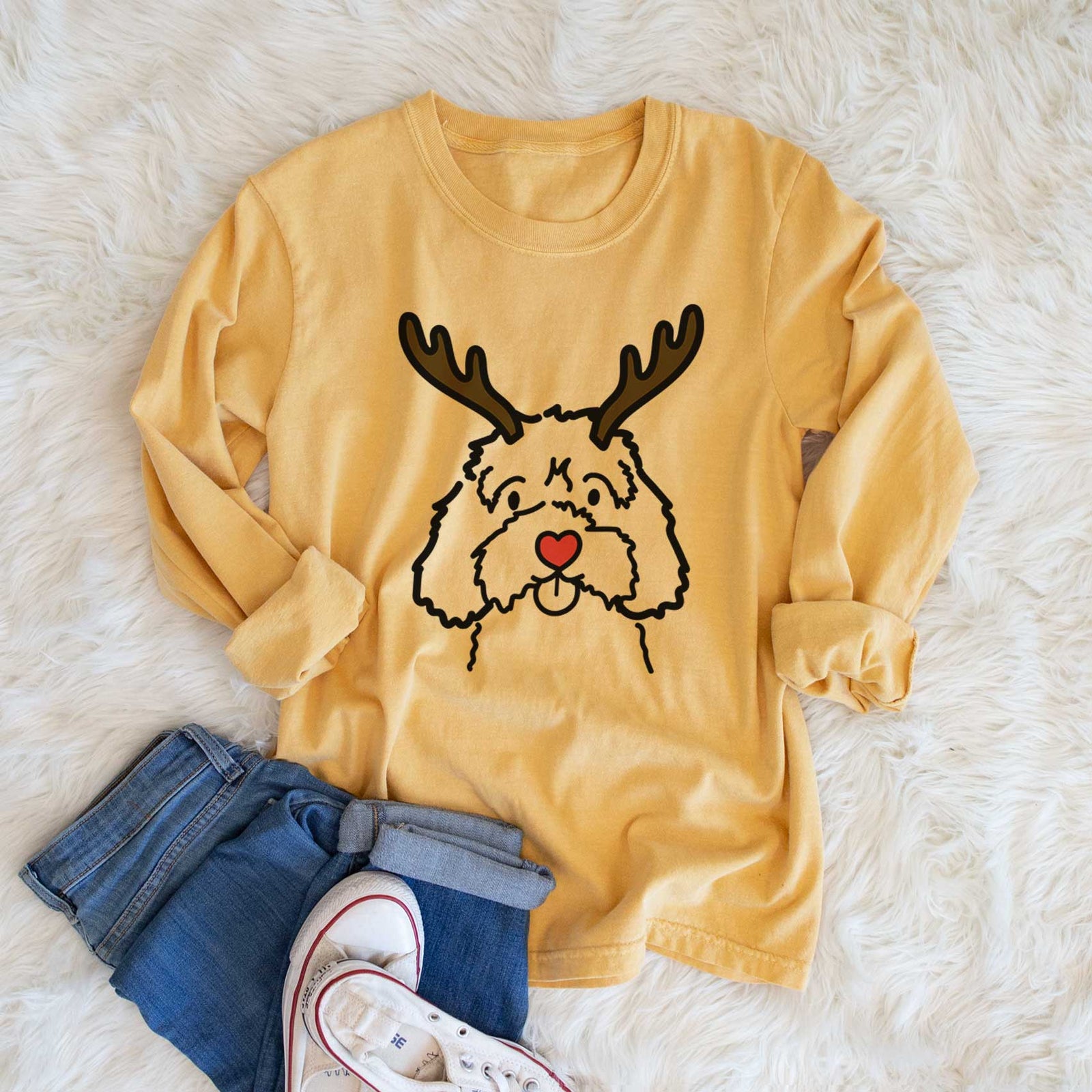 Red Nose Cavapoo - Heavyweight 100% Cotton Long Sleeve