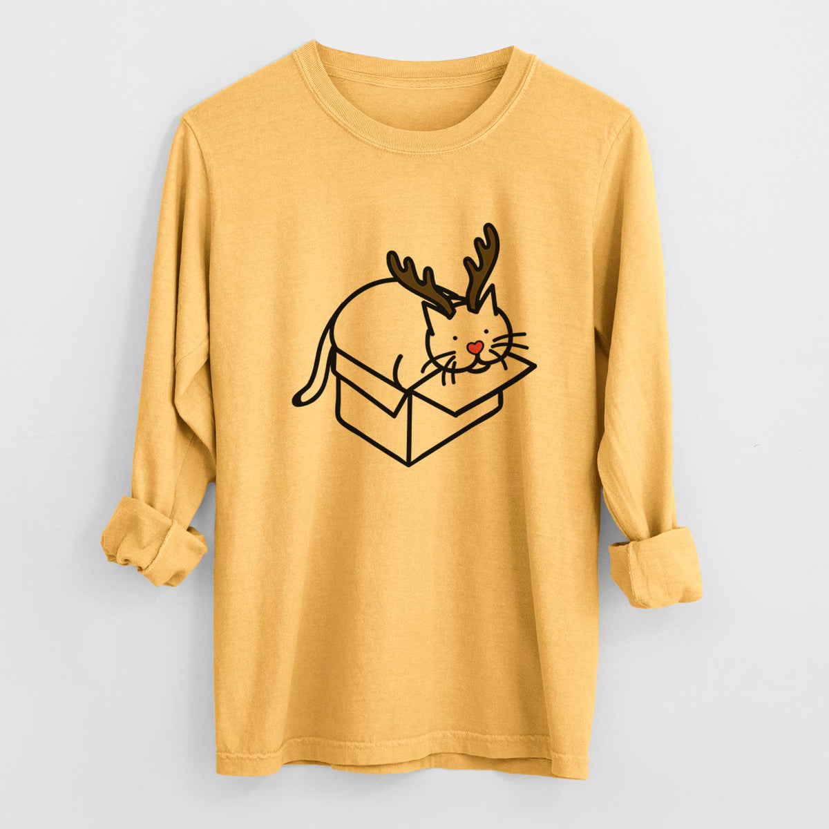 Red Nose Cat in a Box - Charlie - Heavyweight 100% Cotton Long Sleeve