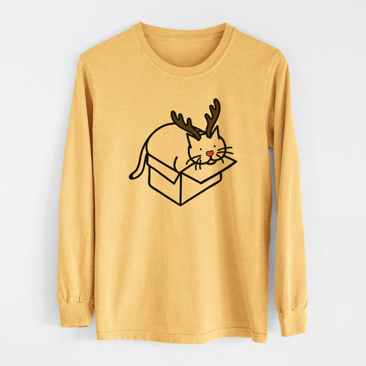 Red Nose Cat in a Box - Charlie - Heavyweight 100% Cotton Long Sleeve