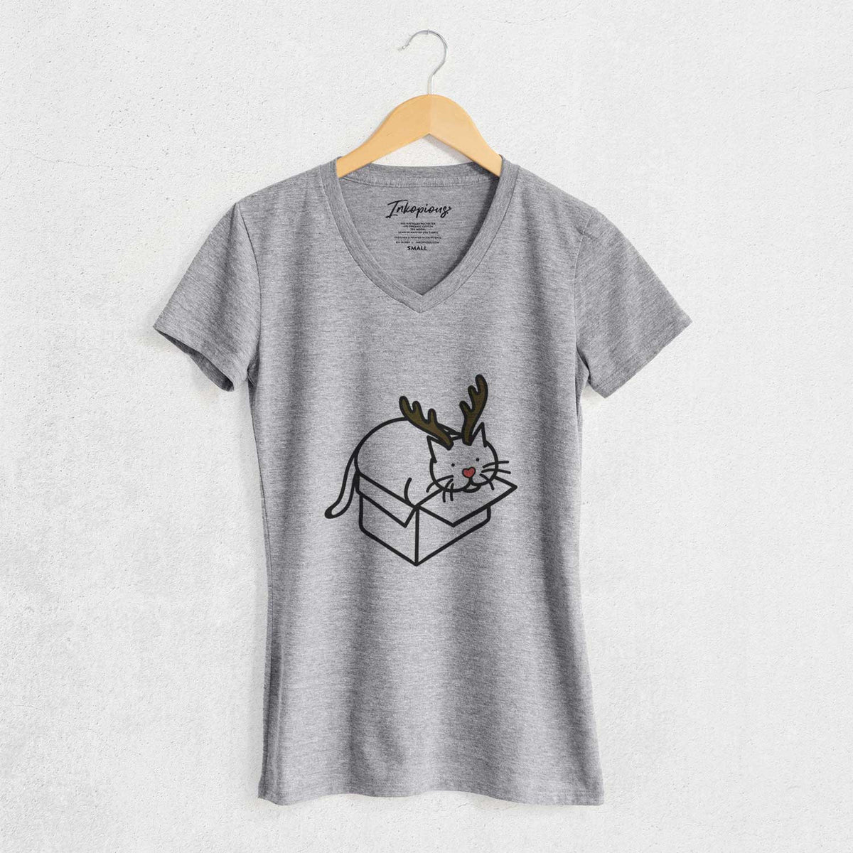 Red Nose Cat in a Box - Charlie - Women's V-neck Shirt