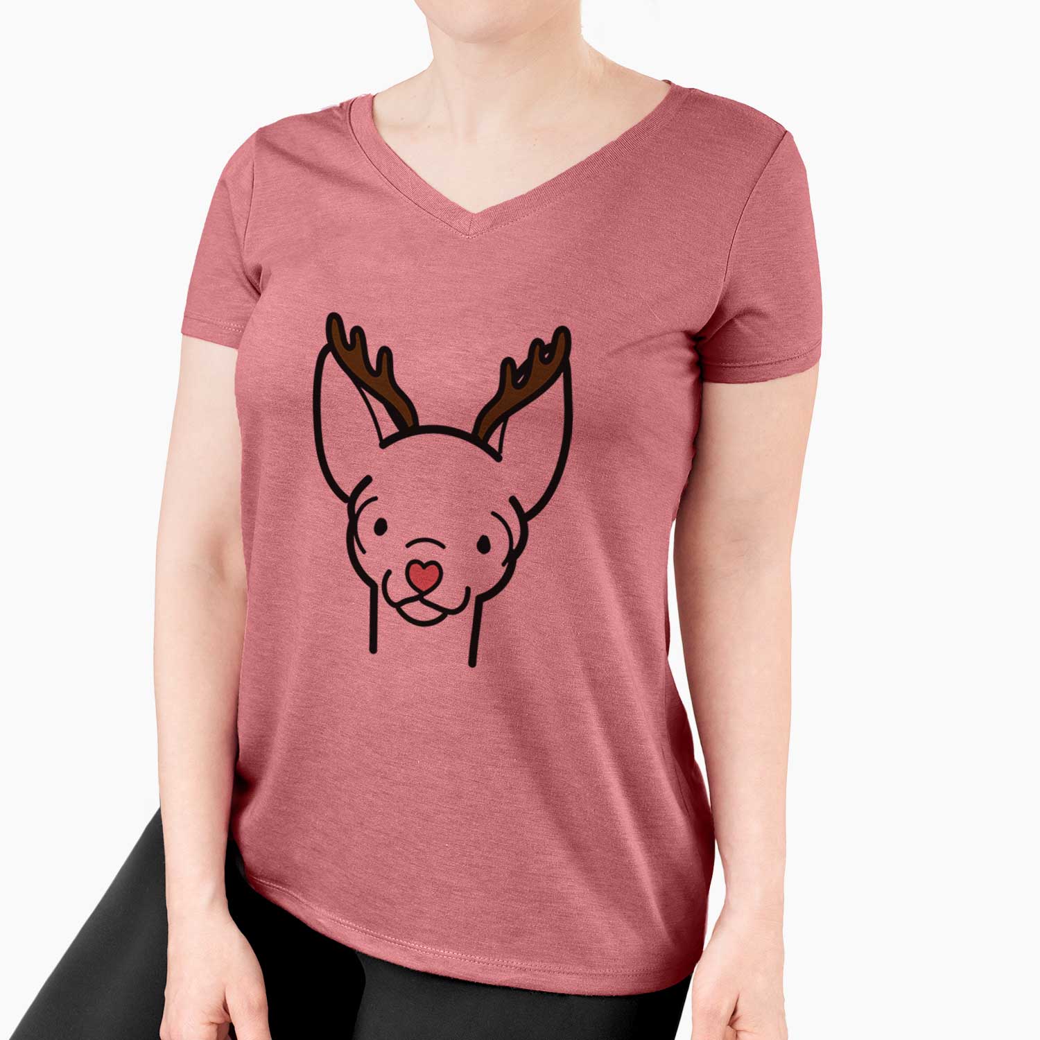 Red Nose Chihuahua - Women's V-neck Shirt