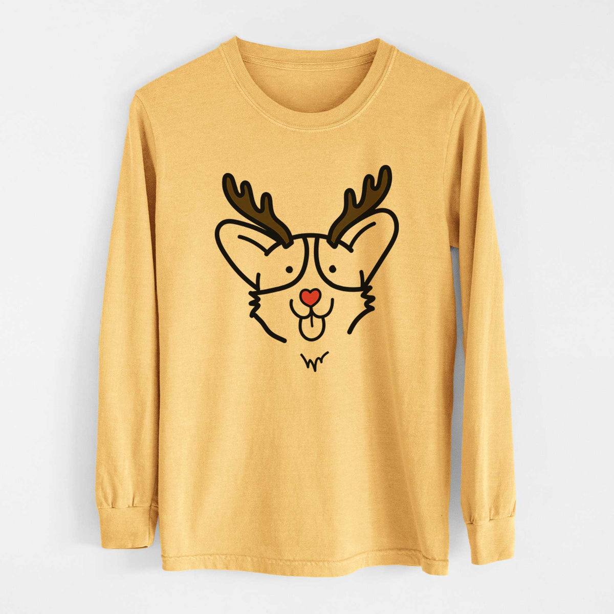 Red Nose Corgi - Heavyweight 100% Cotton Long Sleeve