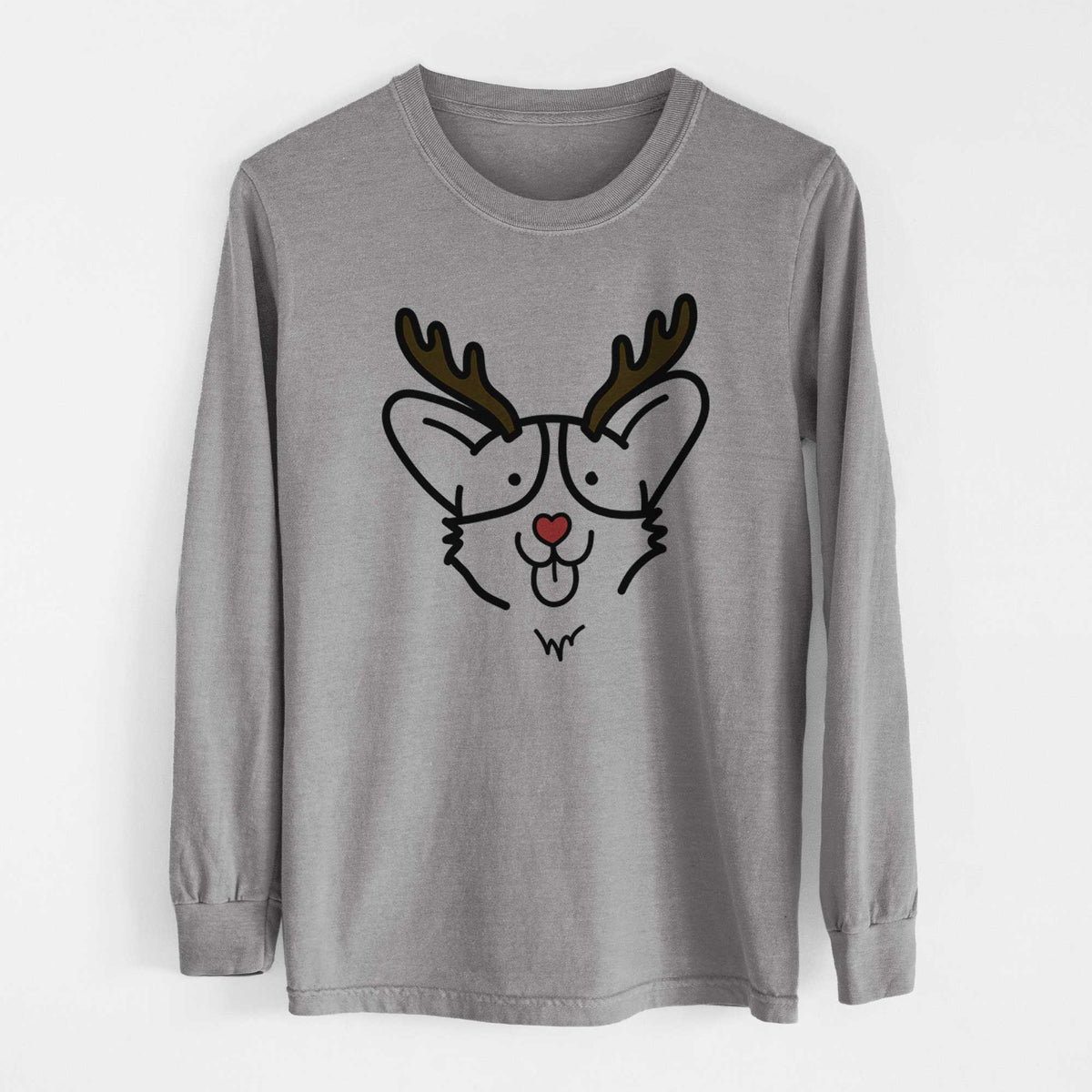 Red Nose Corgi - Heavyweight 100% Cotton Long Sleeve