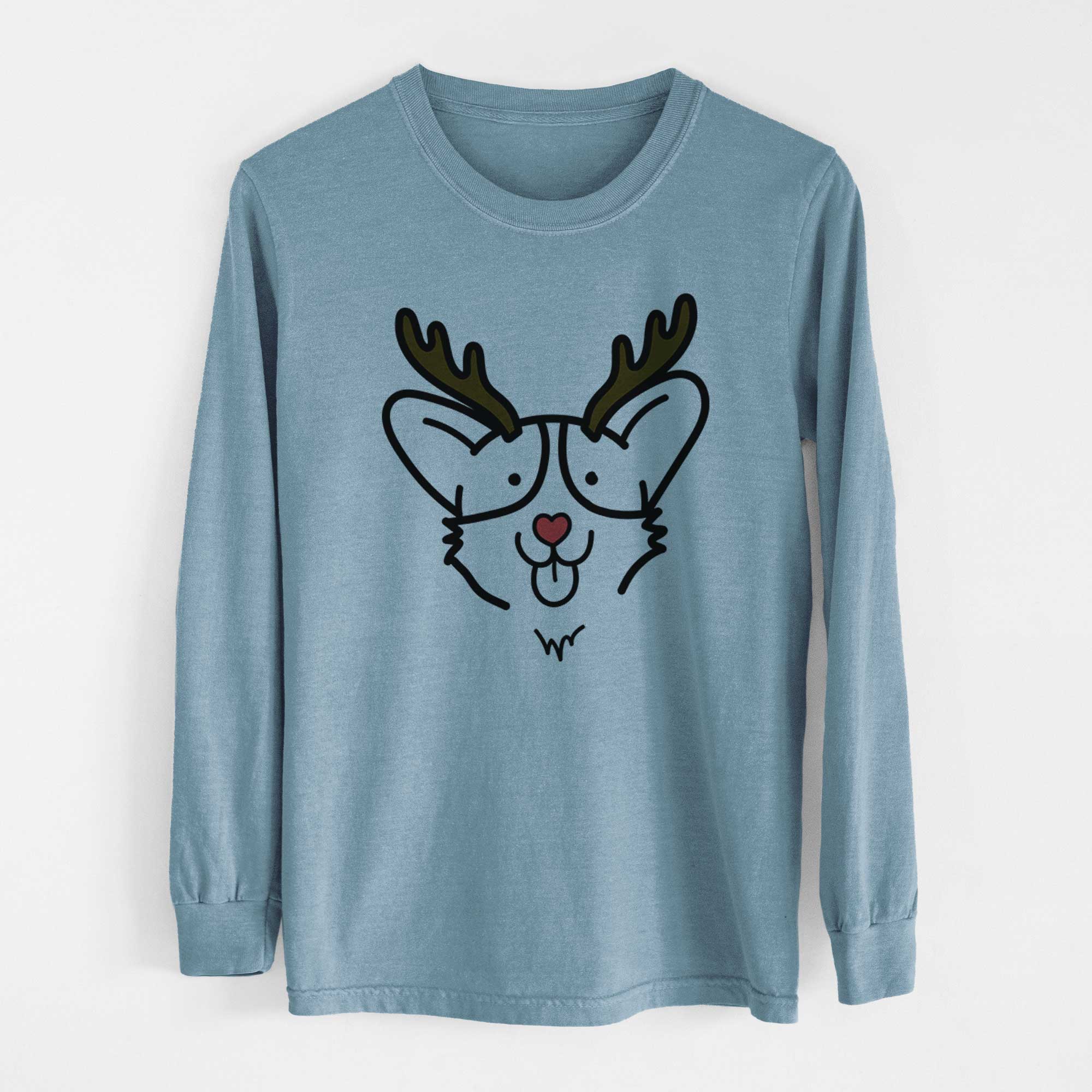 Red Nose Corgi - Heavyweight 100% Cotton Long Sleeve