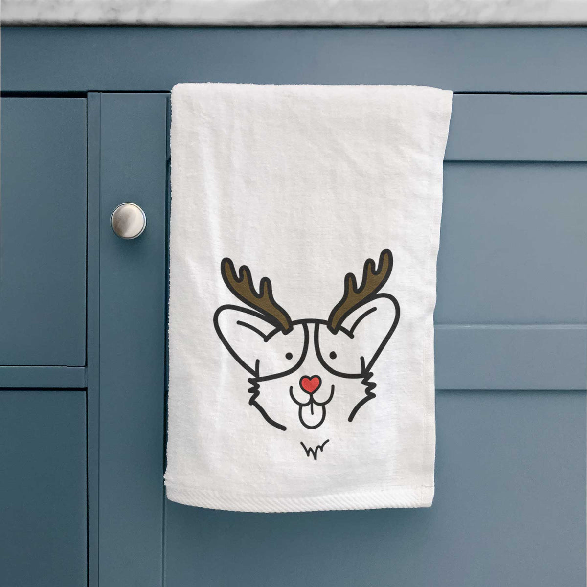 Red Nose Corgi - Decorative Hand Towel
