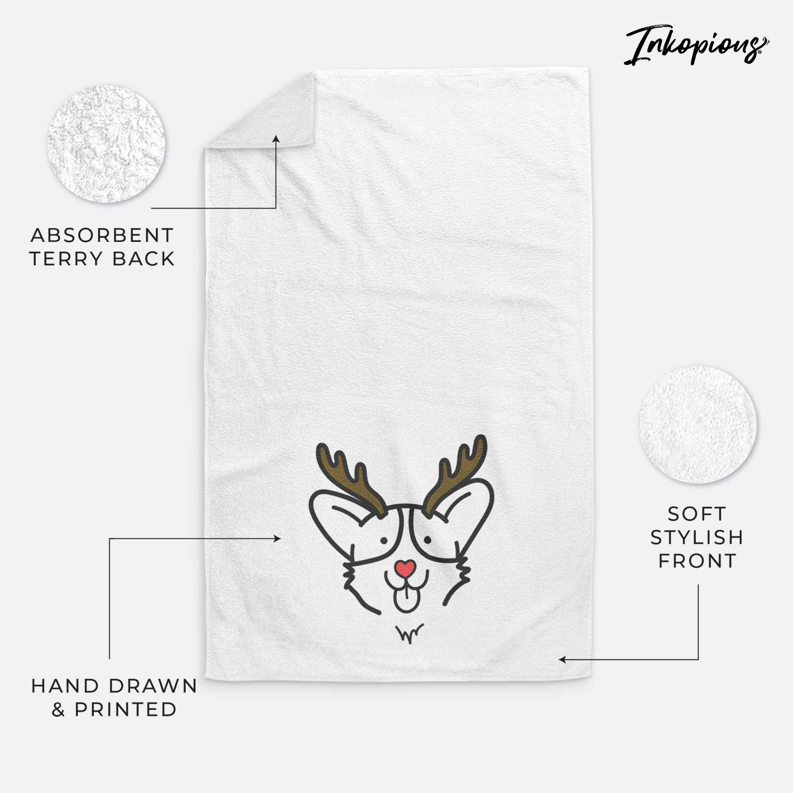 Red Nose Corgi - Decorative Hand Towel