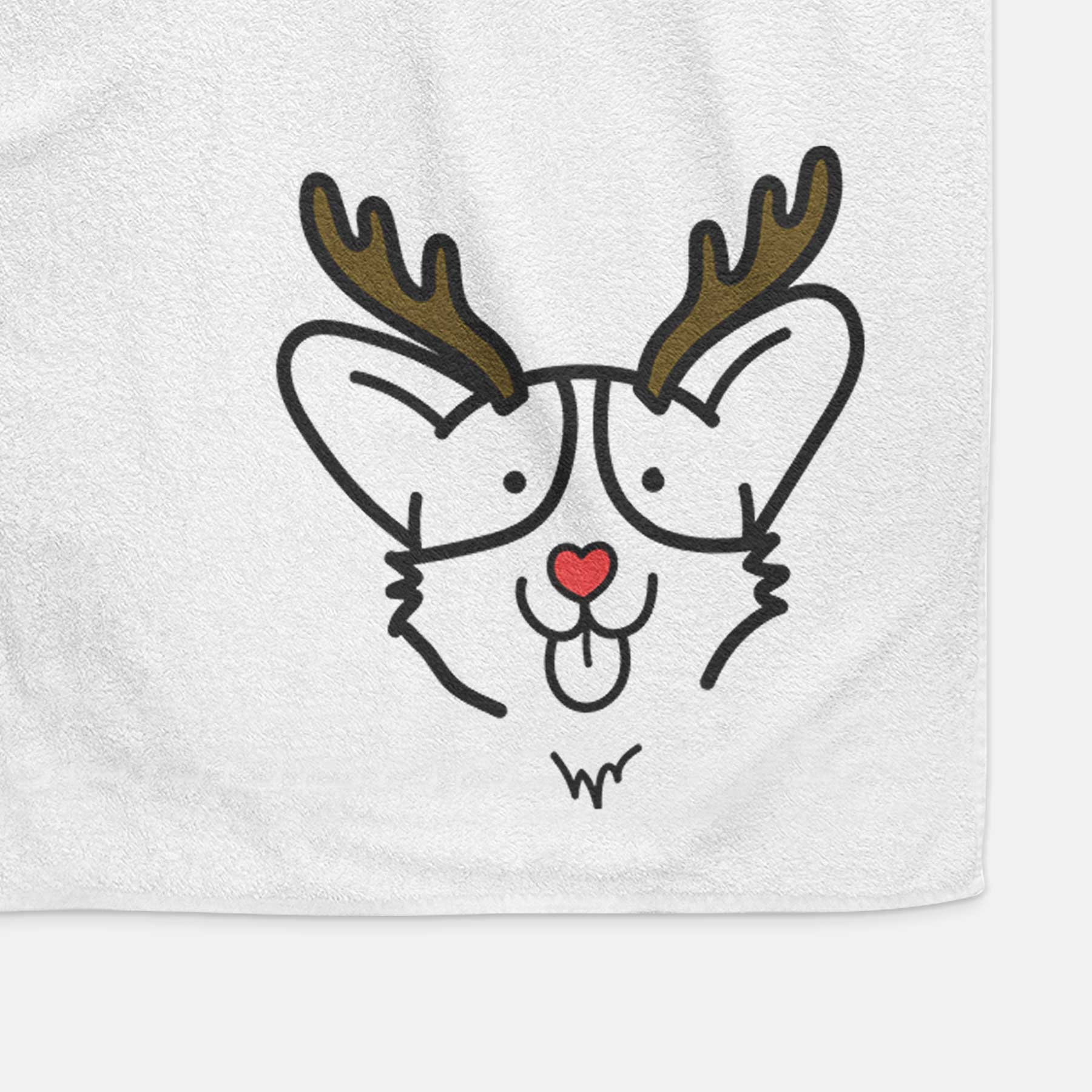 Red Nose Corgi - Decorative Hand Towel