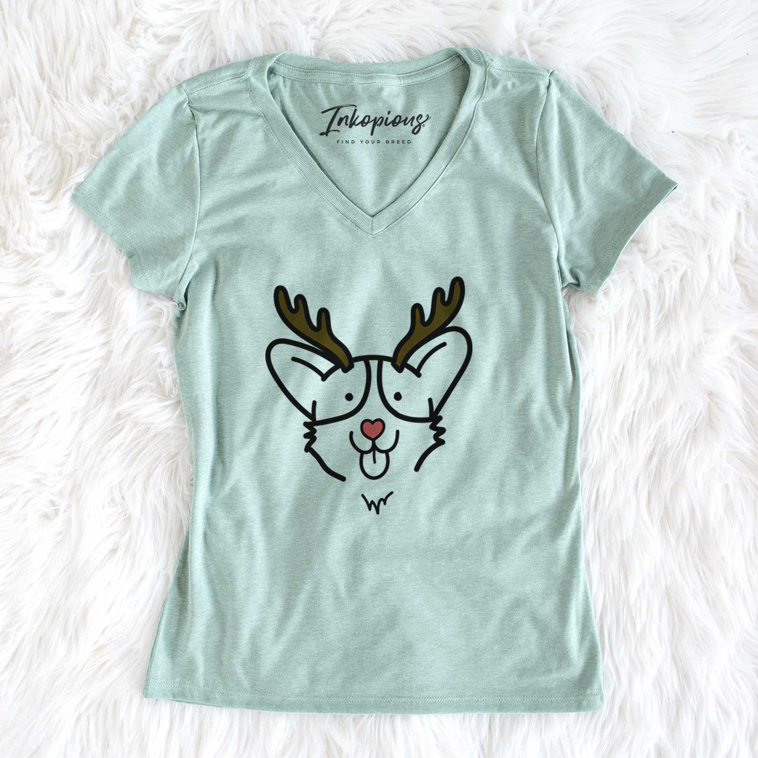Red Nose Corgi - Women's V-neck Shirt