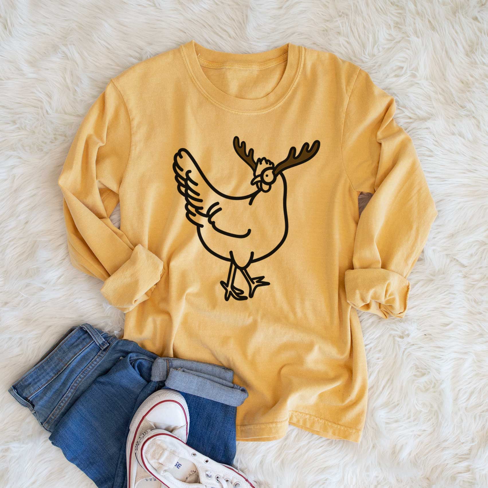 Red Nose Chicken - Daisy - Heavyweight 100% Cotton Long Sleeve