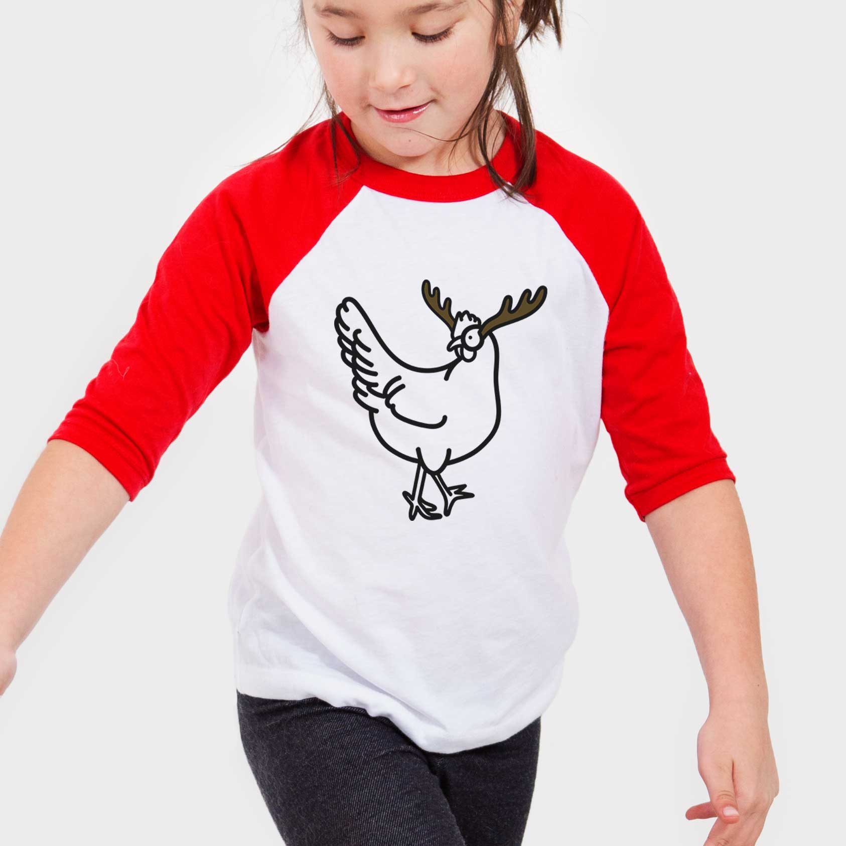 Red Nose Chicken - Daisy - Youth 3/4 Long Sleeve