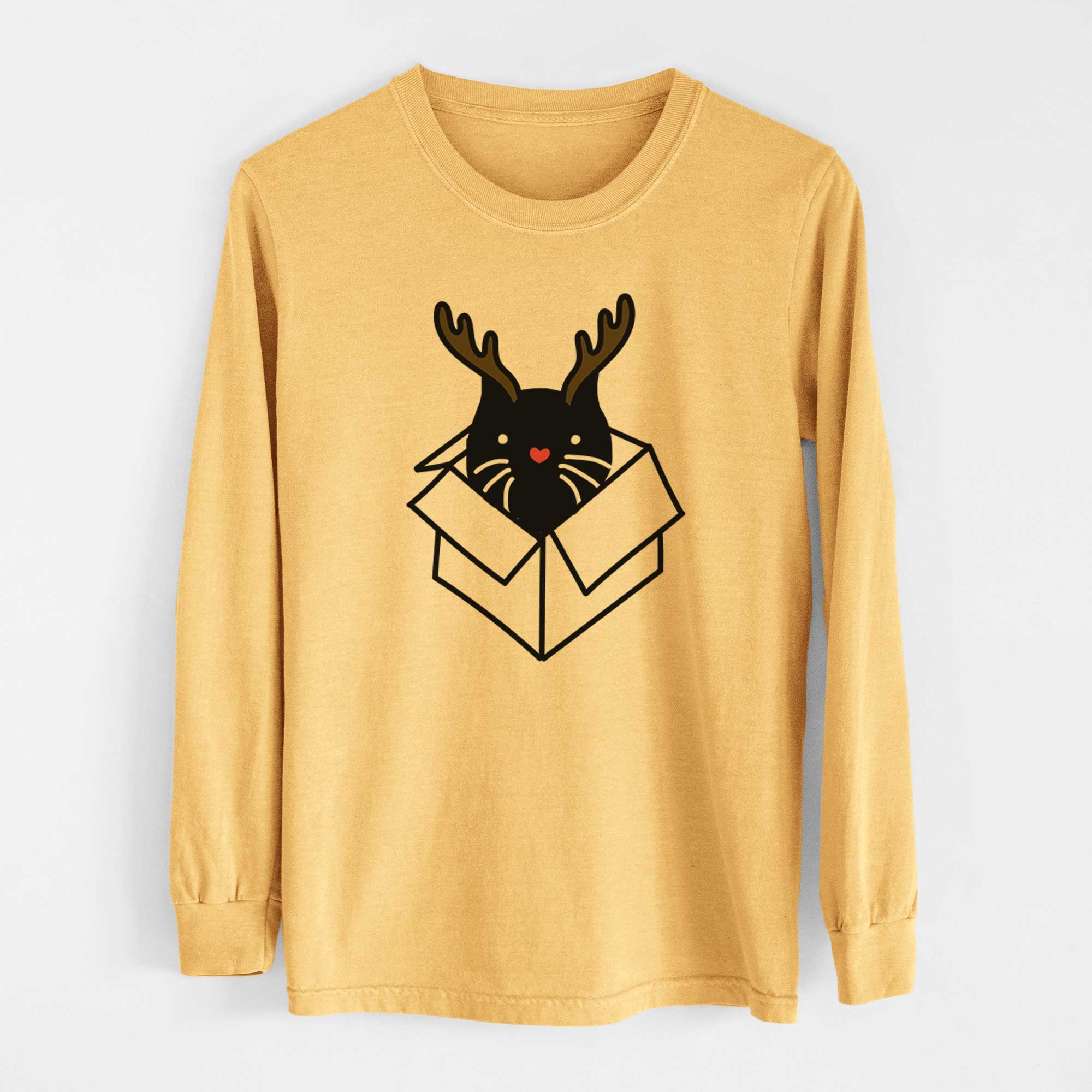 Red Nose Black Cat in a Box - Doc - Heavyweight 100% Cotton Long Sleeve