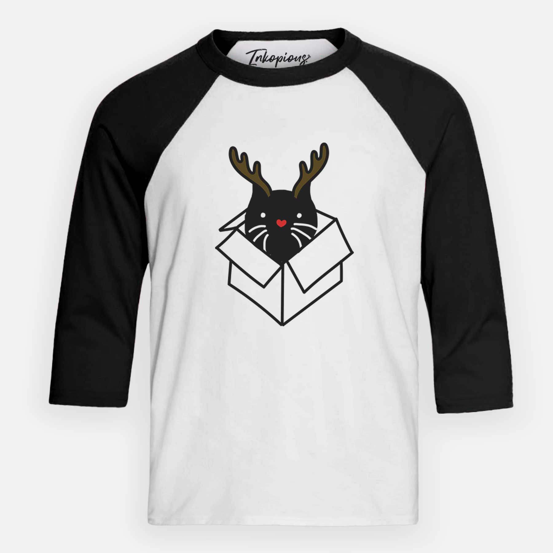 Red Nose Black Cat in a Box - Doc - Youth 3/4 Long Sleeve