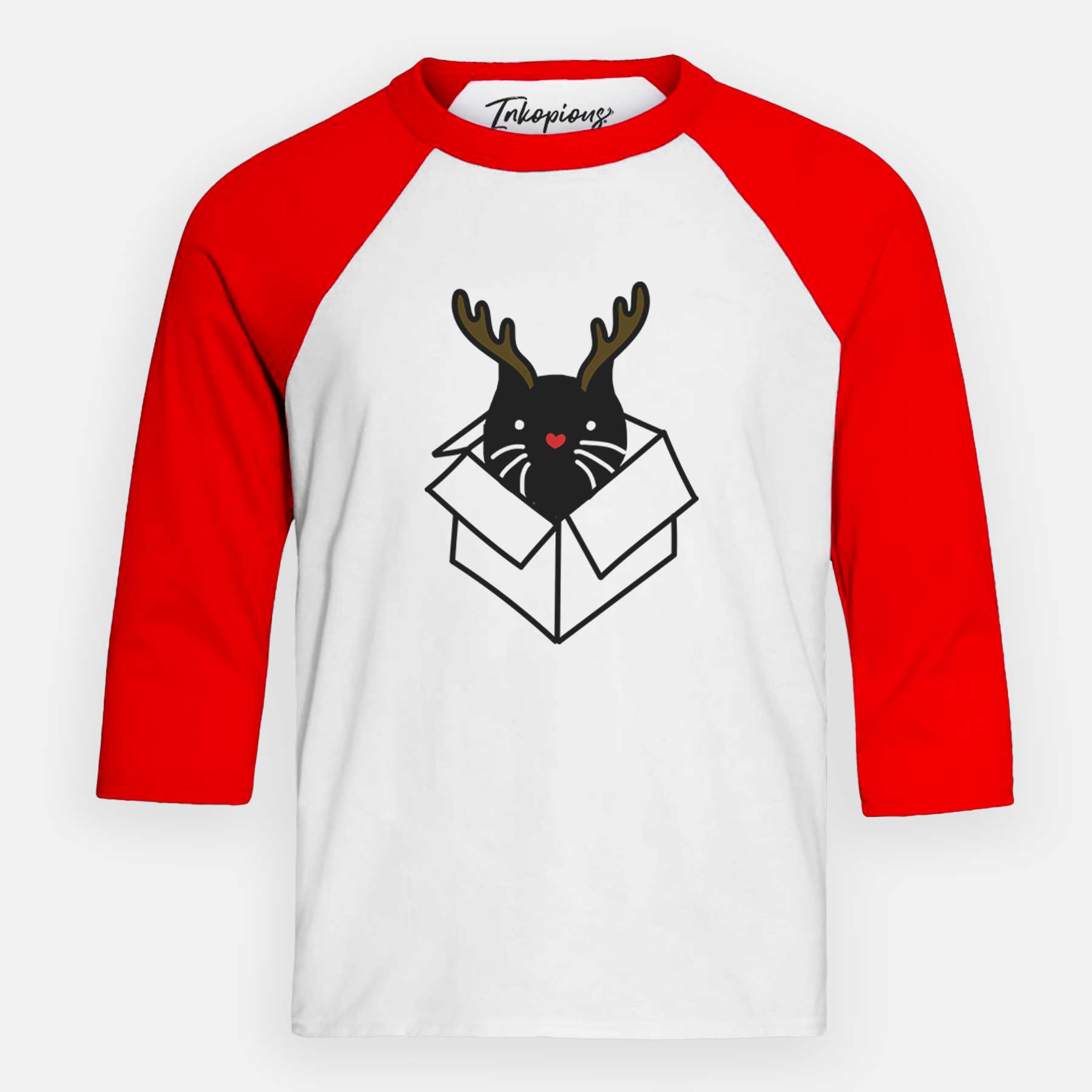 Red Nose Black Cat in a Box - Doc - Youth 3/4 Long Sleeve