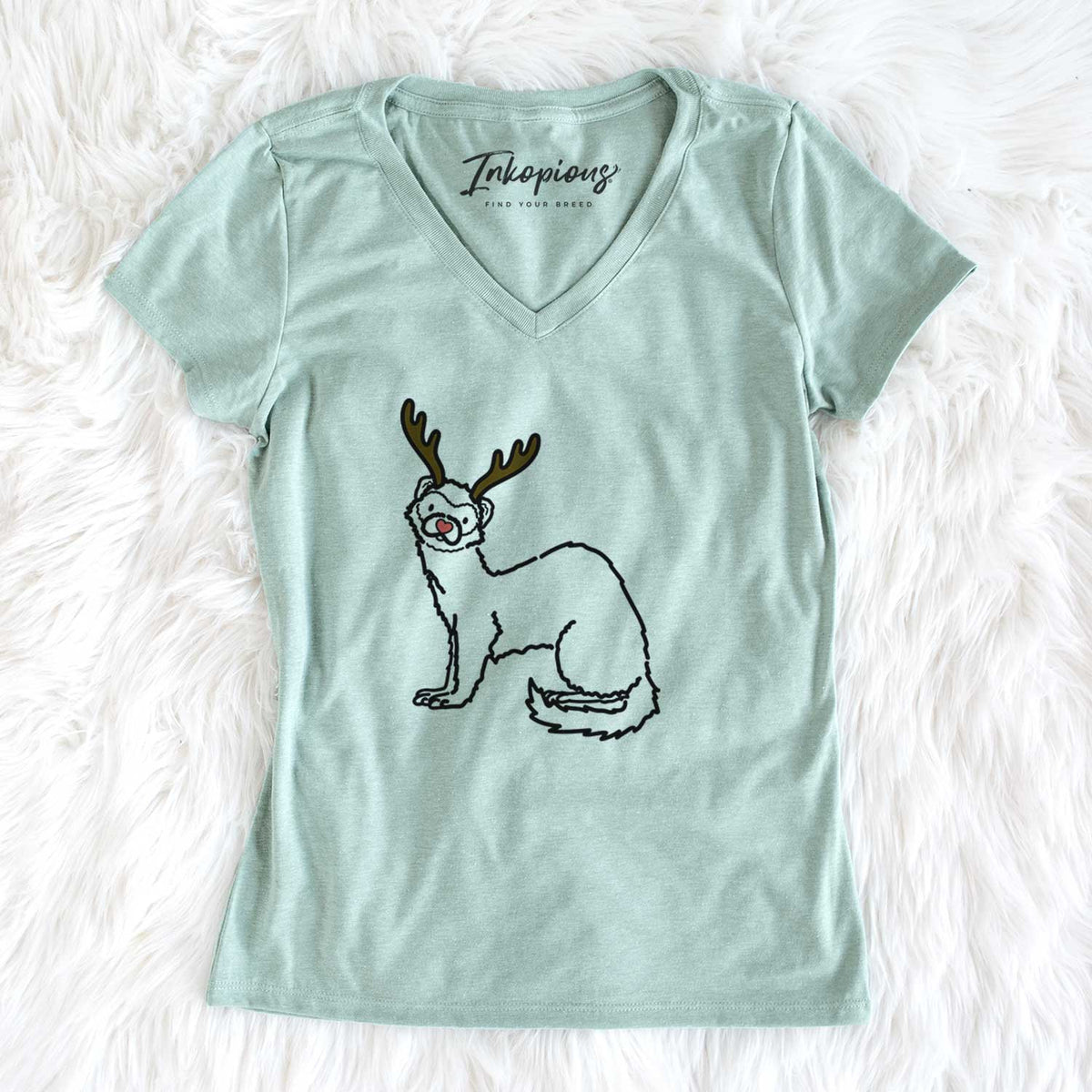 Red Nose Ferret - Fern - Women&#39;s V-neck Shirt