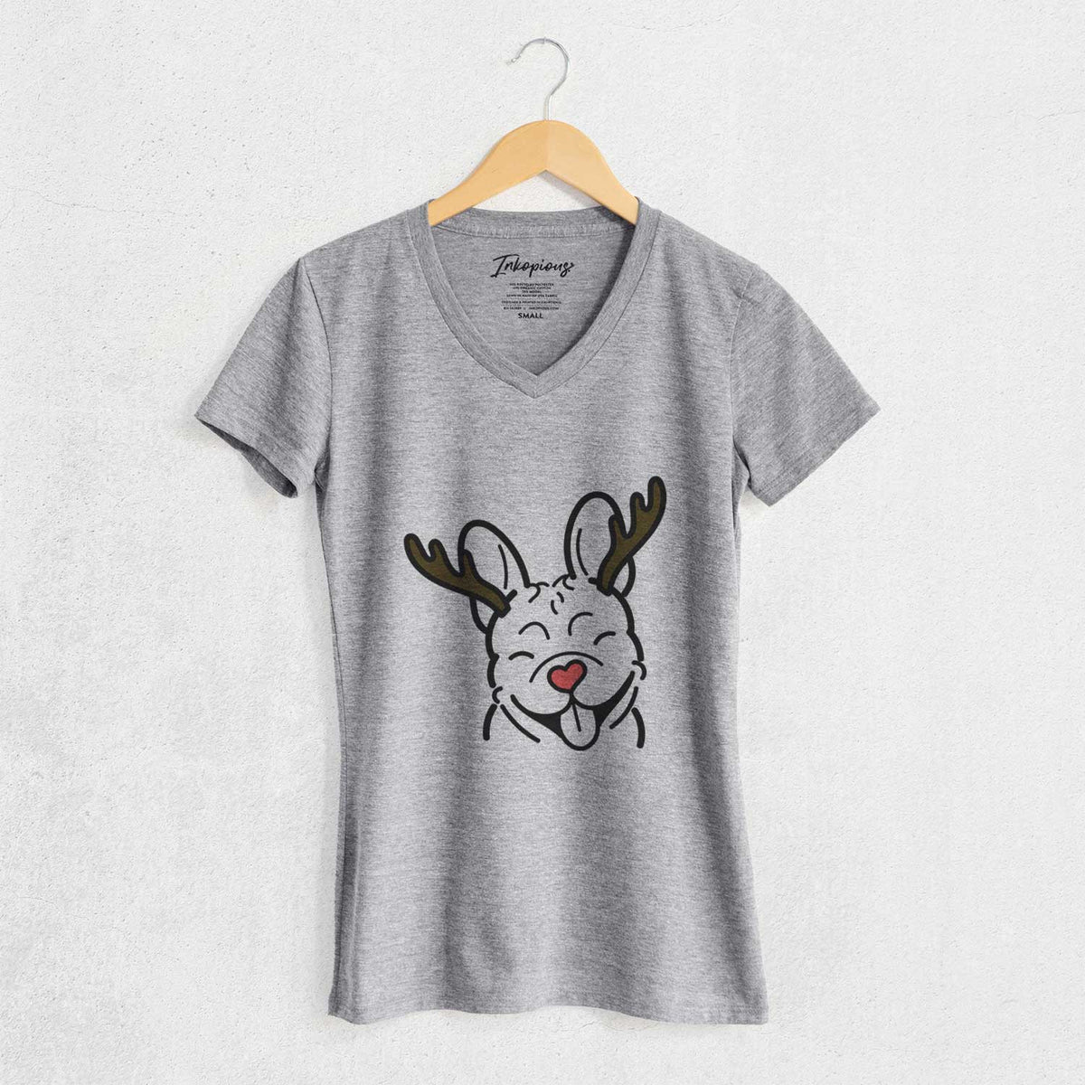 Red Nose French Bulldog - Women's V-neck Shirt