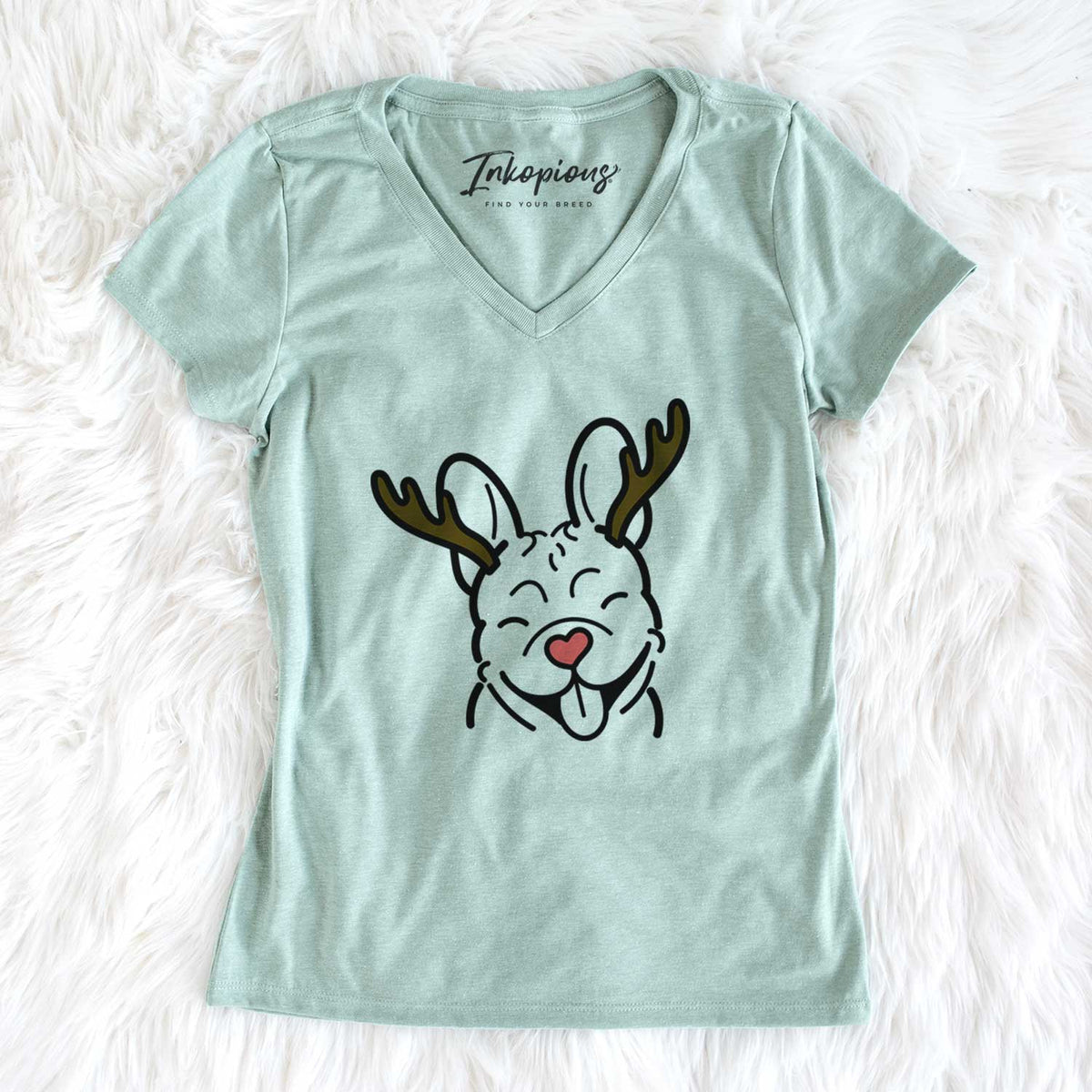 Red Nose French Bulldog - Women&#39;s V-neck Shirt