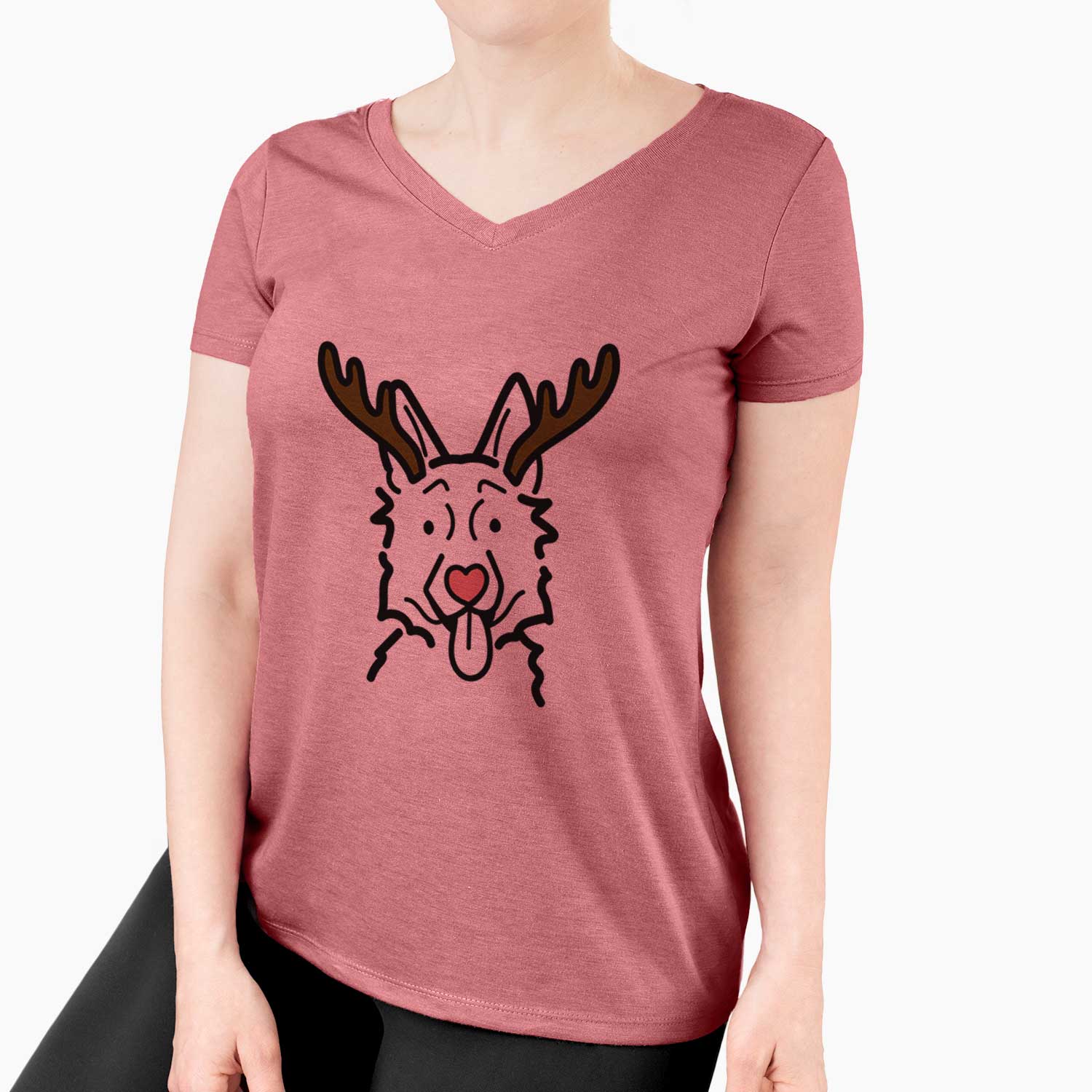 Red Nose German Shepherd - Women's V-neck Shirt