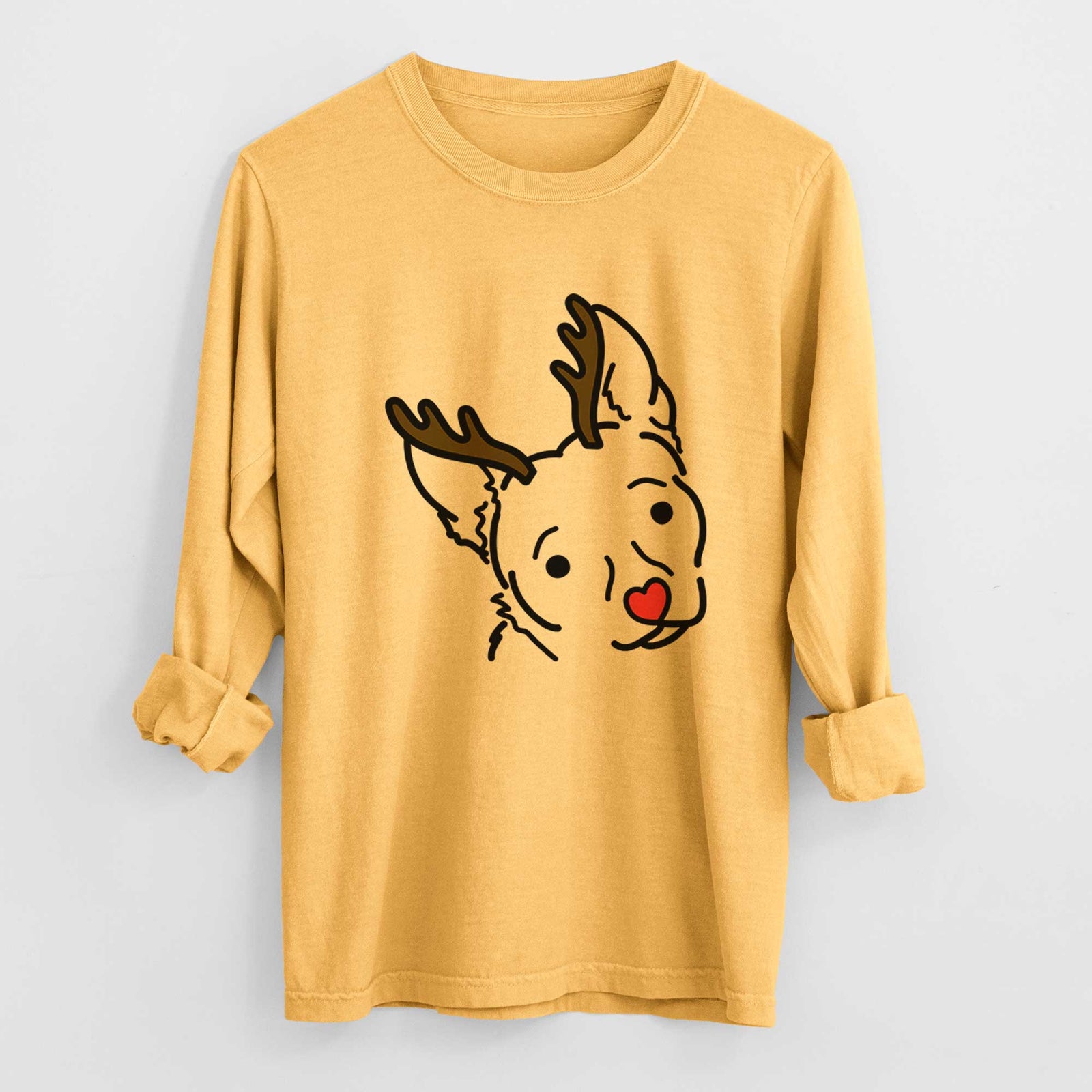 Red Nose Chihuahua Mix - GiGi - Heavyweight 100% Cotton Long Sleeve