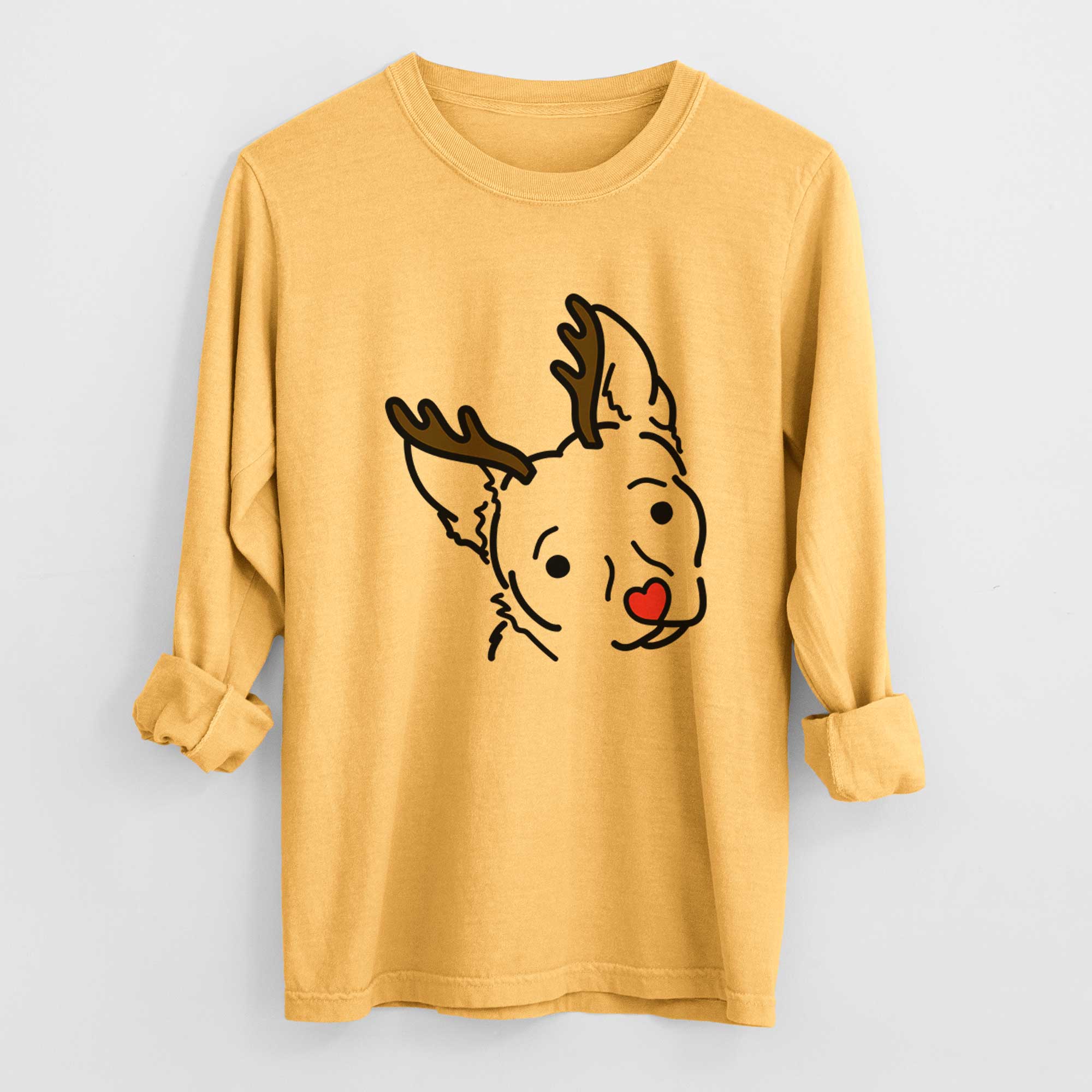 Red Nose Chihuahua Mix - GiGi - Heavyweight 100% Cotton Long Sleeve