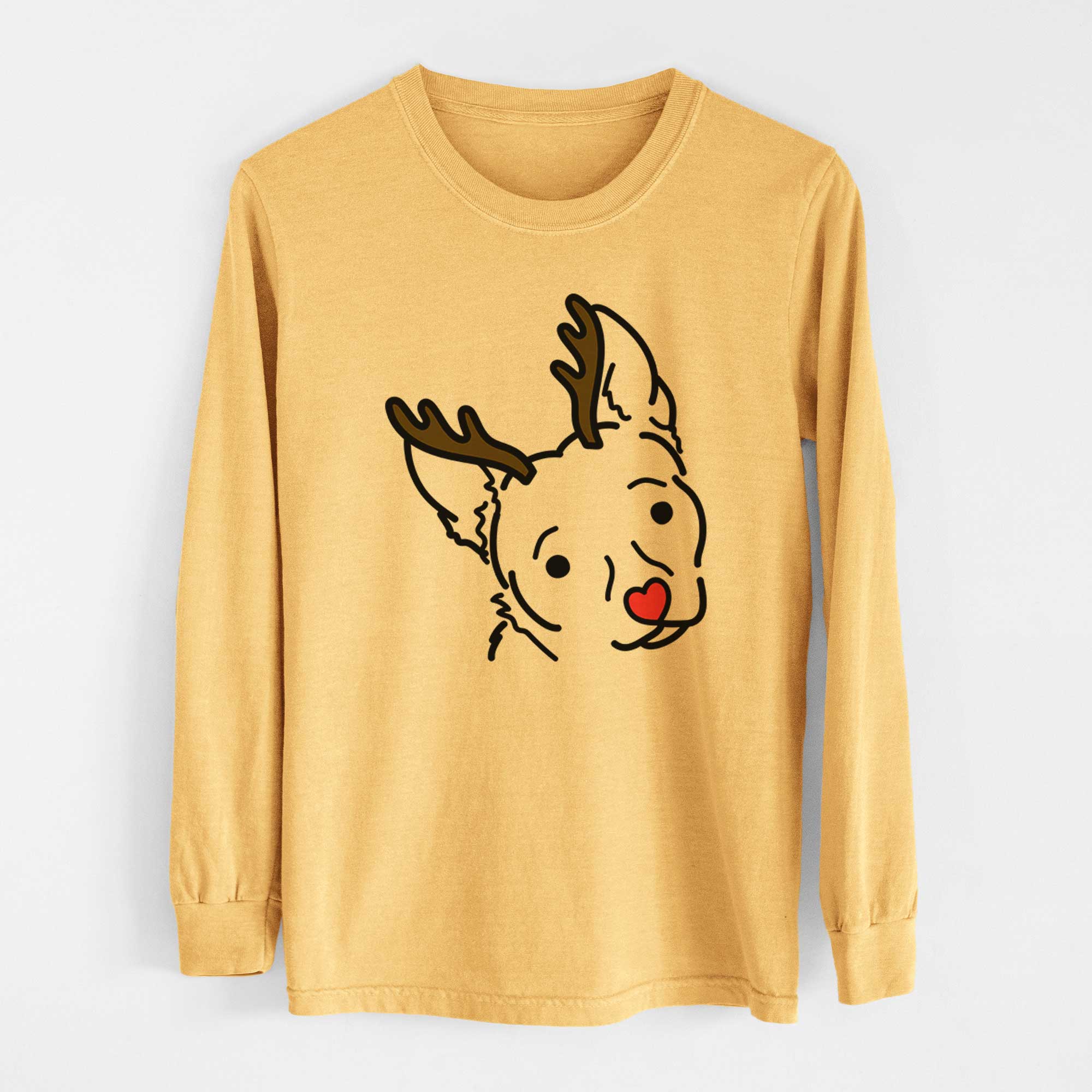 Red Nose Chihuahua Mix - GiGi - Heavyweight 100% Cotton Long Sleeve